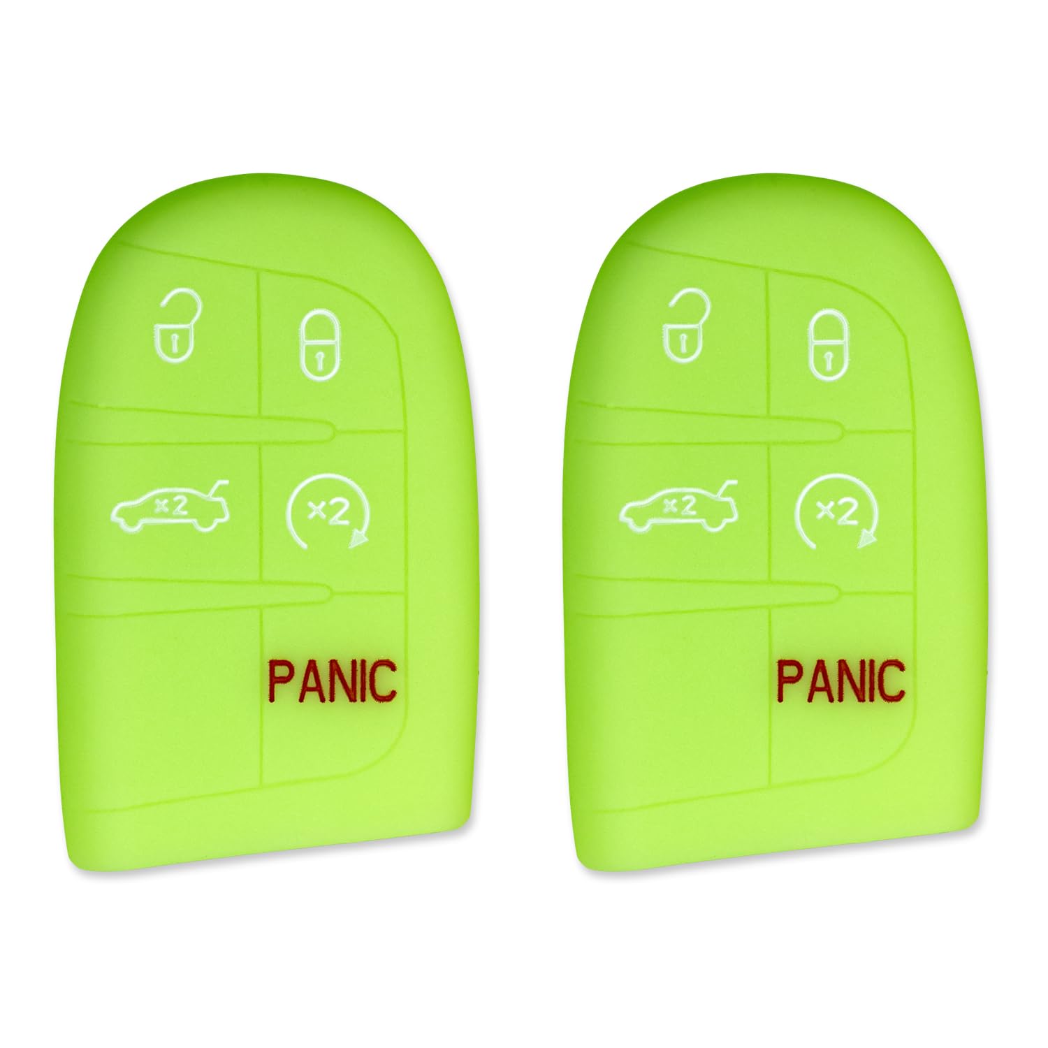 Glow in The Dark Fob Cover for Grand Cherokee Challenger Charger Durango Journey SAP-SIL-DDGE-GLW-GRN(2Pack)