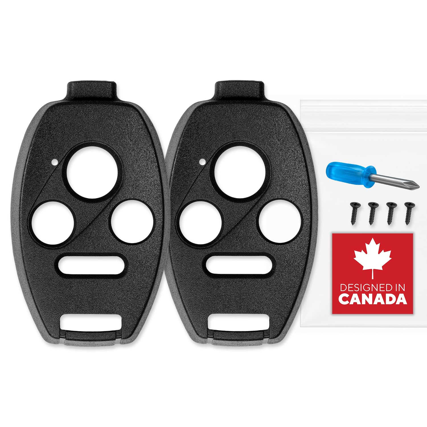 No Cutting Need Key Fob Shell Case for Civic Accord CR-V Pilot Durable Easy DIY SAP-HON-4B-BLK-RGD(2)