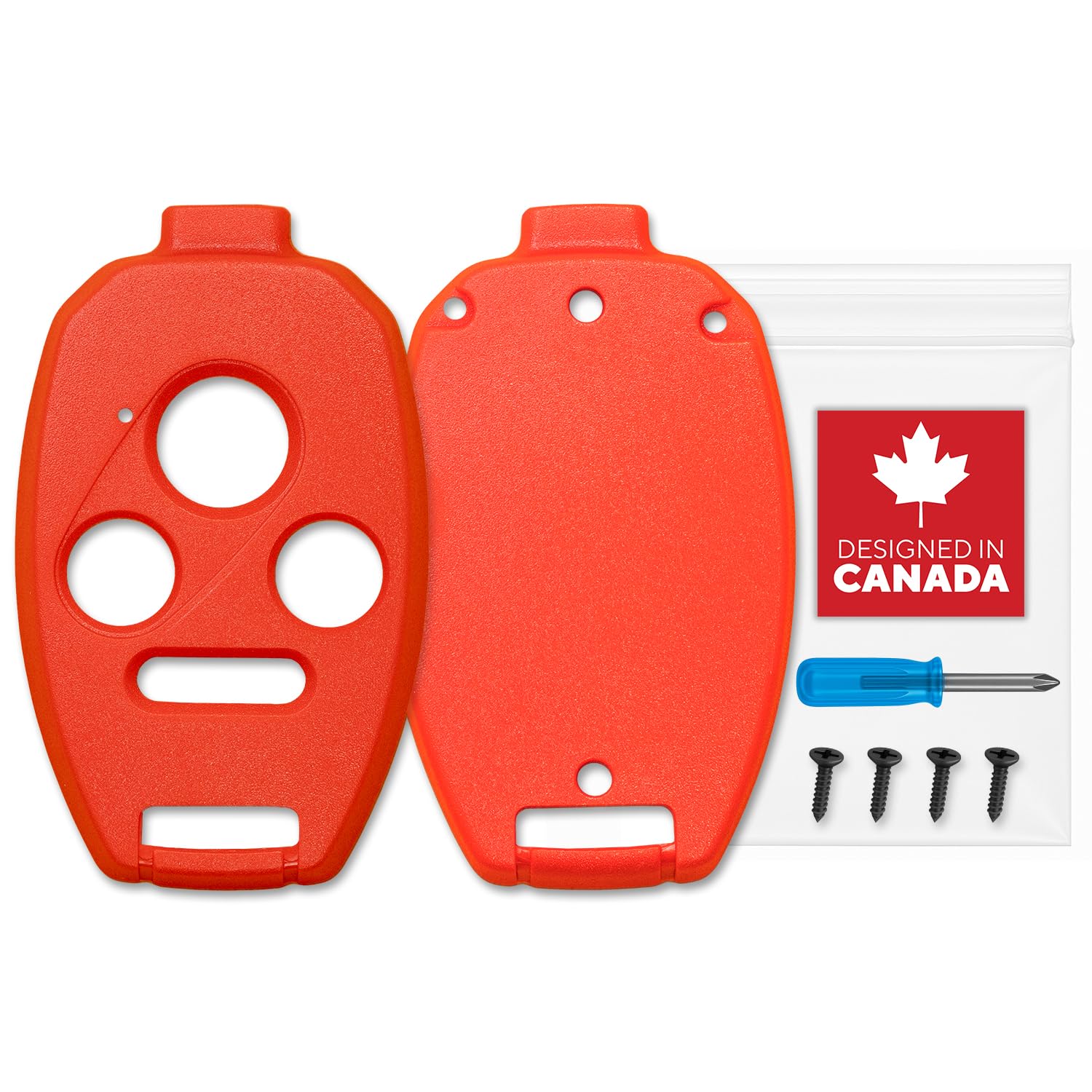No Cutting Required Key Fob Shell Case for Honda Civic, Accord, CR-V, Pilot ? Durable & Crack-Resistant ? Seamless Fit ? Enhanced Longevity & Functionality ? Upgraded Version (Red, 4 Button V3) SAP-HON-V3-RED-4B