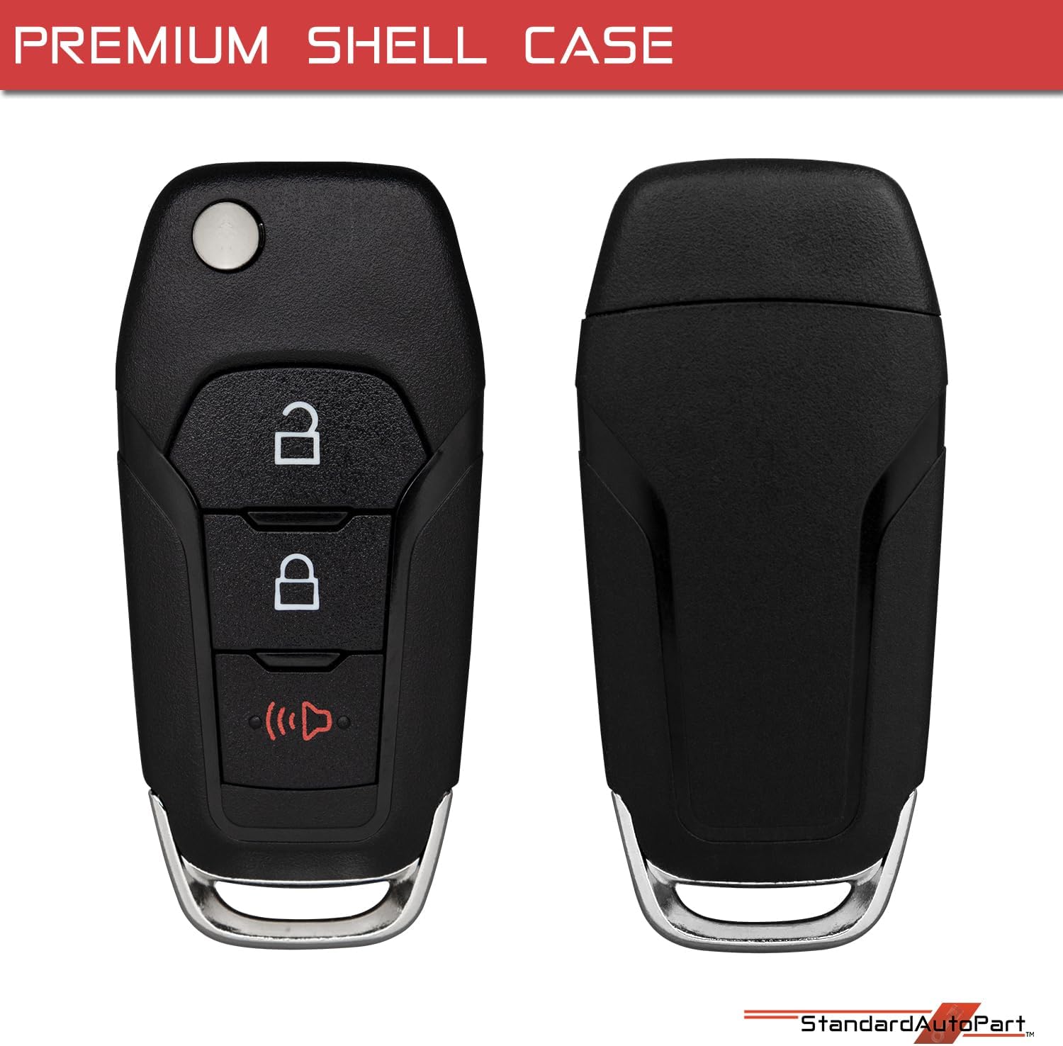 StandardAutoPart Premium Key Fob Shell Case Compatible with Ford F-250 F-150 Explorer Escape Maverick Ranger Bronco Ecosport F-350 F-450 F-550 FCC ID: N5F-A08TAA 164-R8130 (Shell Only)