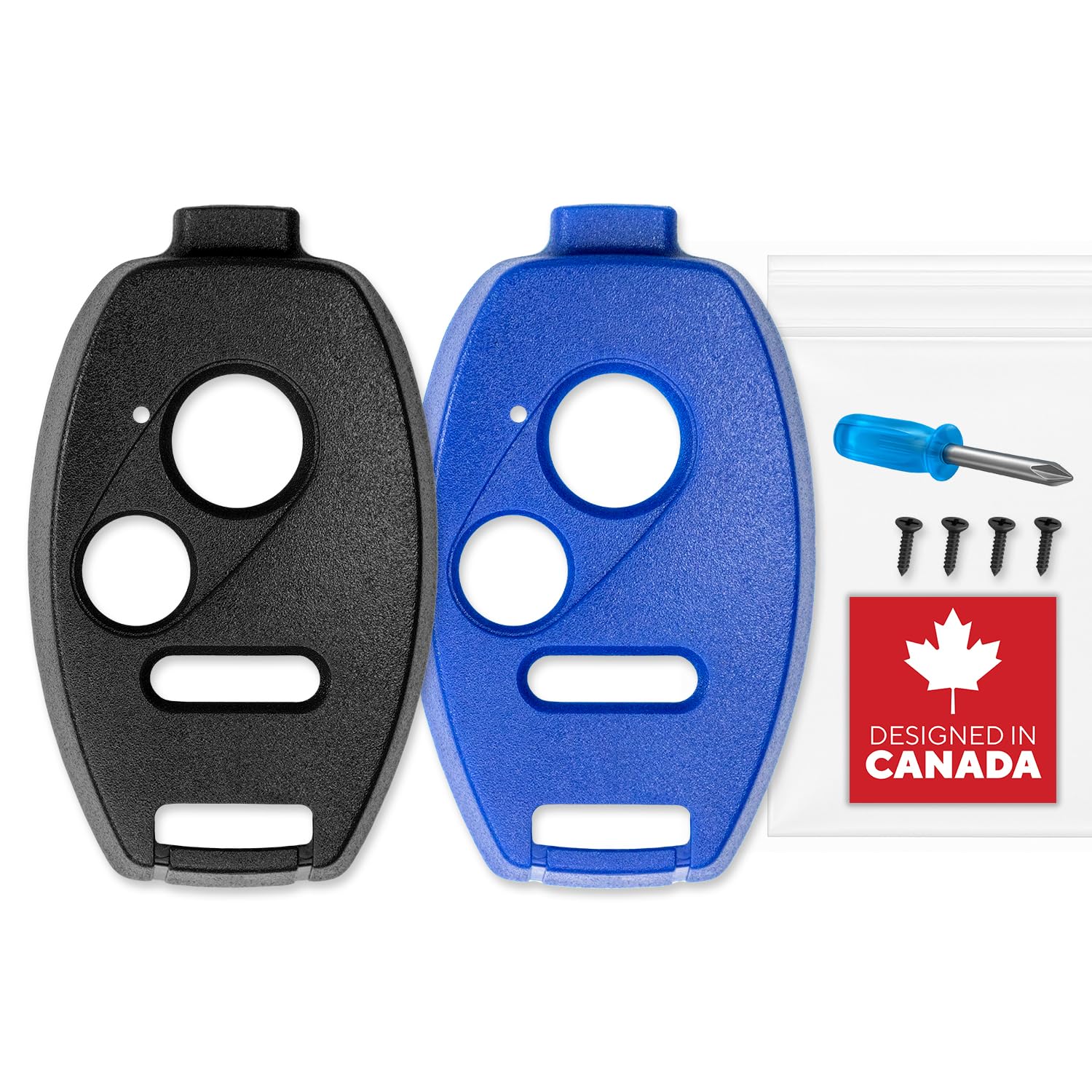No Cutting Required Key Fob Shell for Honda Civic, Accord, CR-V, Pilot, Ridgeline, Fit  Durable & Crack-Resistant | Seamless Fit | Easy DIY Install (Black & Blue - 2 Pack, 4 Button)