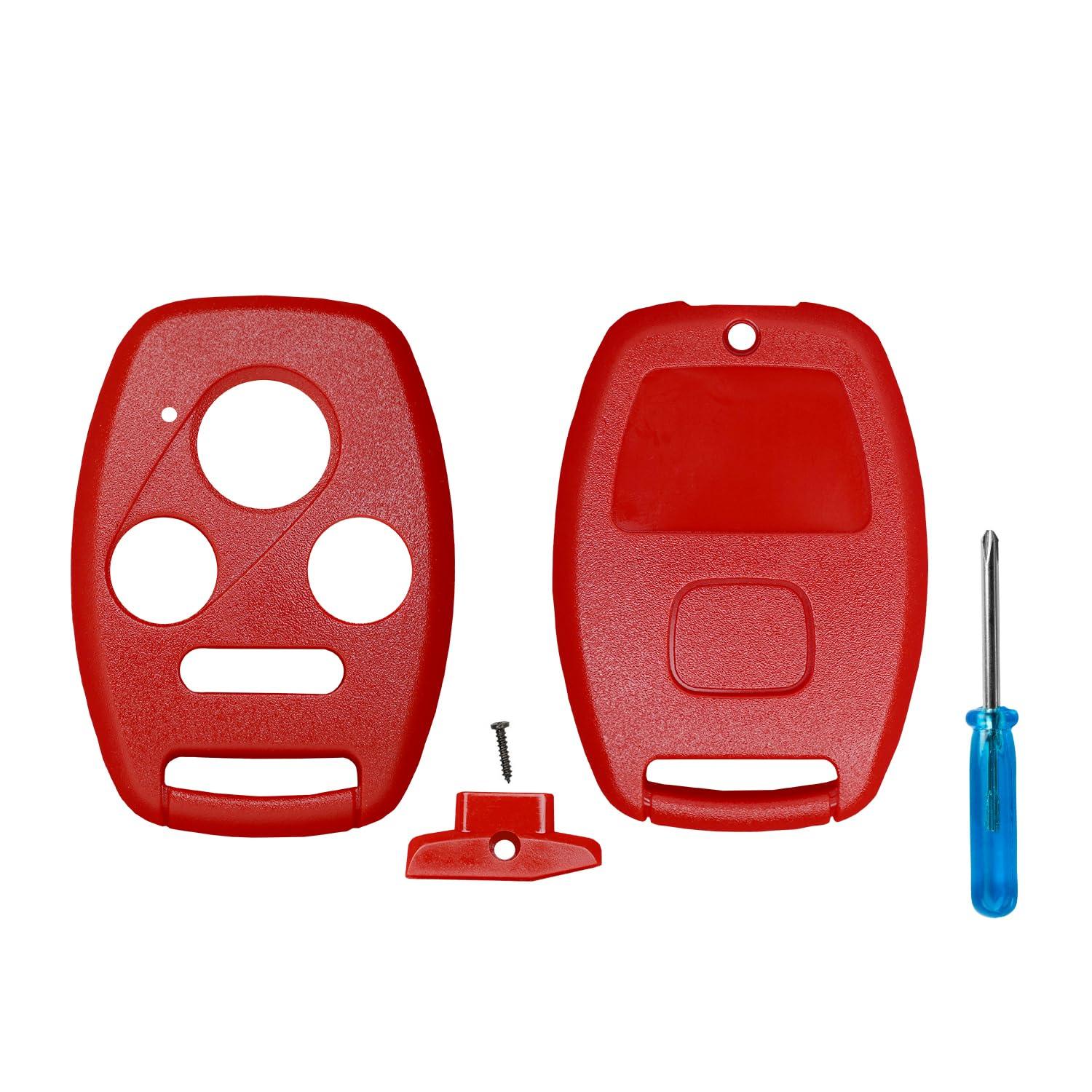 Car Remote Head Key 4 Button Shell Case for Honda Civic Accord Pilot Element CR-V (No Key Cutting Required) (Red)