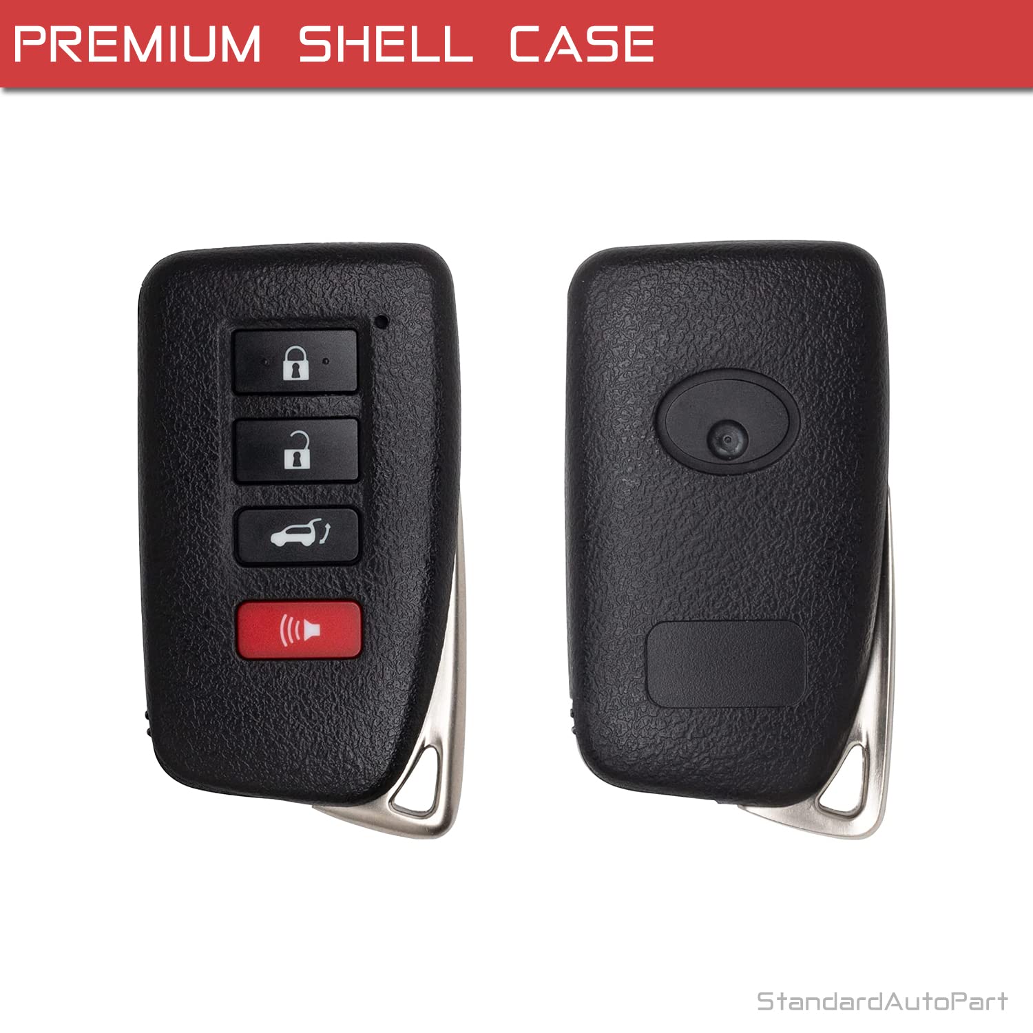 StandardAutoPart Smart Key Remote Shell Case, Black Plastic, Compatible with Lexus NX200T NX LX570 RX350 RX450H HYQ14FBA, HYQ14FBB SAP-HYQ-SMRT-LEX-SHELL