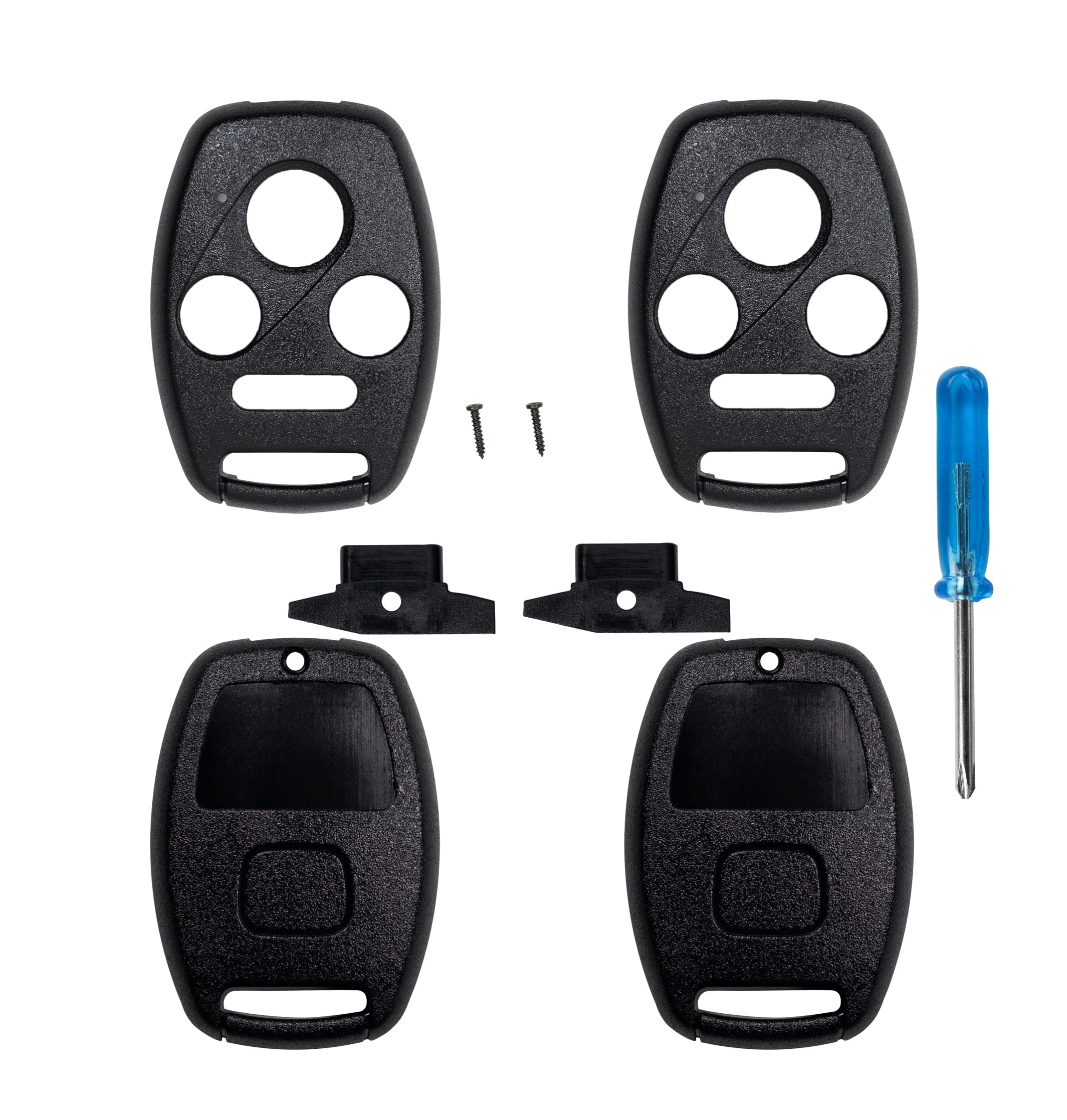 (Set of 2) Car Remote Head Key Shell Case for Honda Civic Accord Pilot Element CR-V (No Key Cutting Required)
