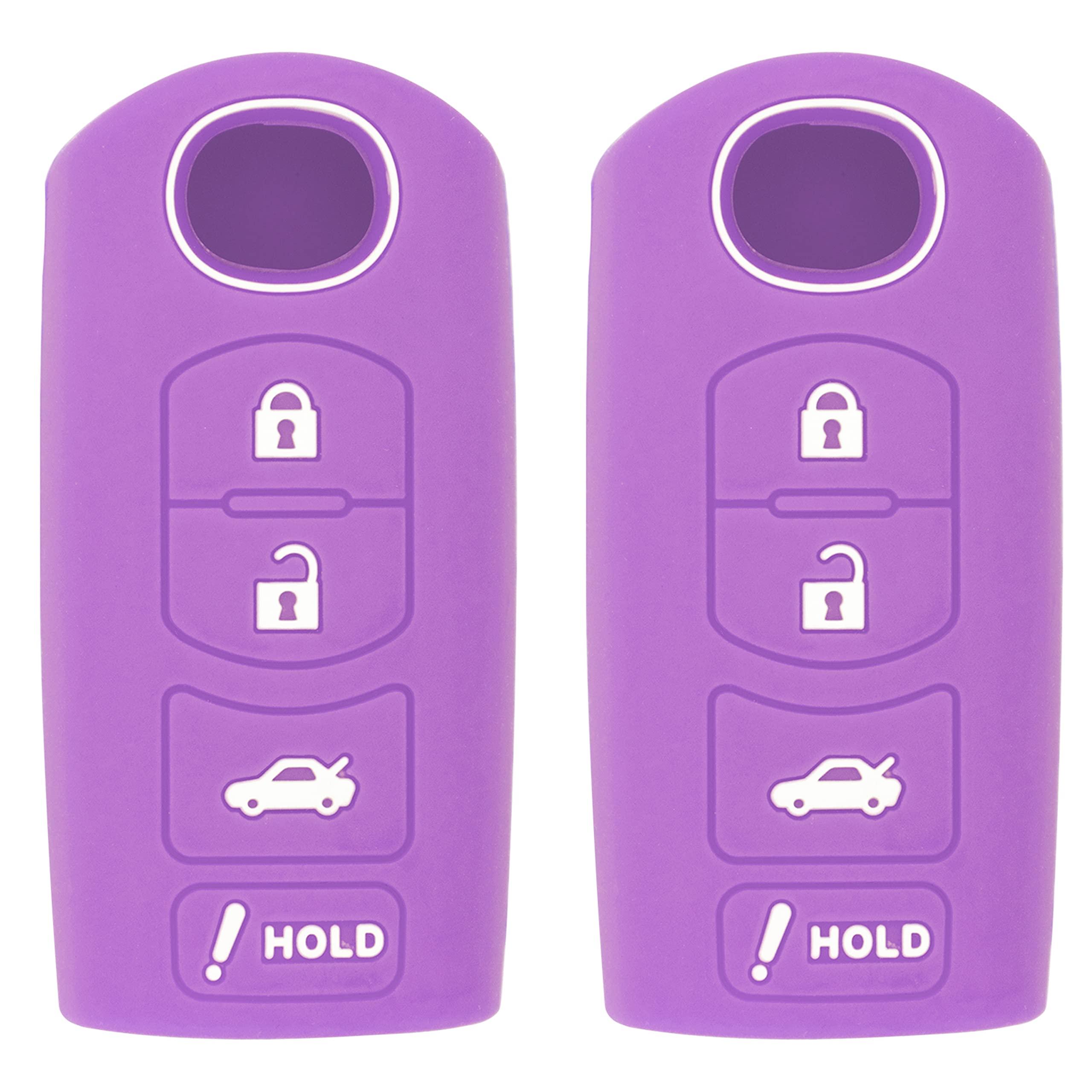 Smart Key Remote Keyless Entry Silicone Case for Mazda 3 6 CX-5 CX-7 CX-9 MX-5 Miata CX-3 2 Speed 3 KR55WK49383 WAZX1T768SKE11A03 (2, Purple)