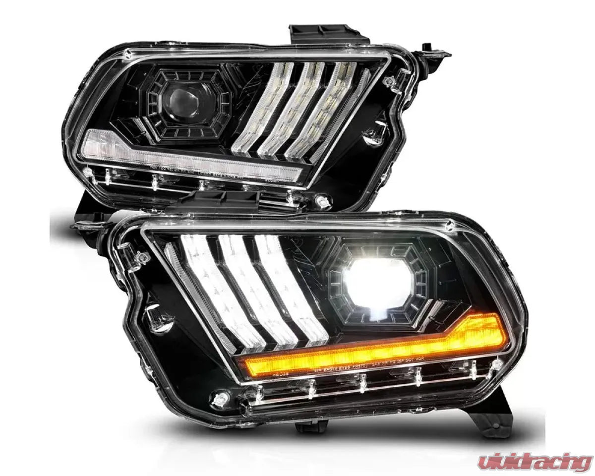 Anzo 121577 USA Black Full LED Projector Light Bar Style Headlights w/ Sequential Signal Ford Mustang - CLEARANCE