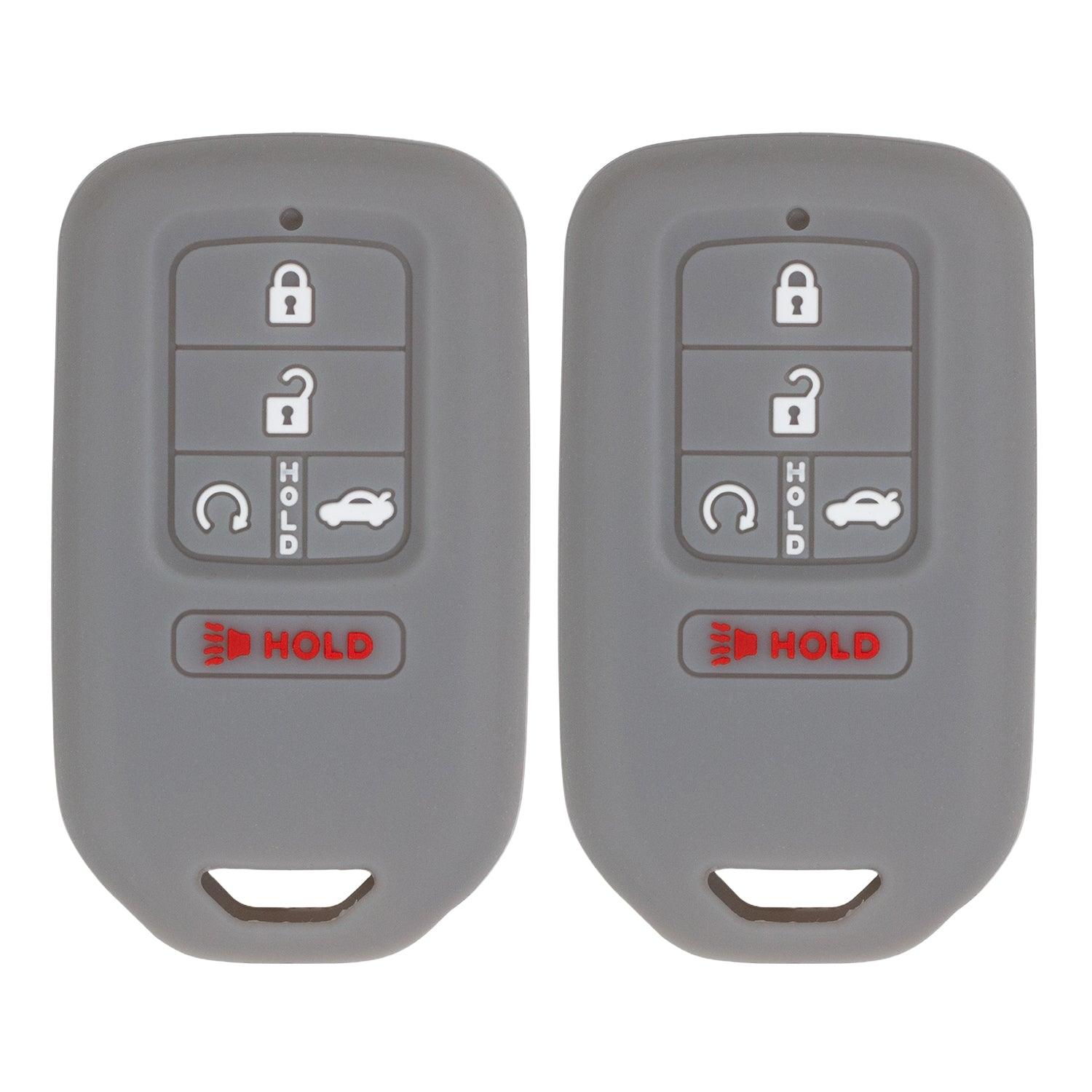 Silicone Case for Keyless entry Smart key fob for Honda Accord Civic CR-V CRV Pilot Passport Insight EX EX-L Touring | Car Accessory | Key Protection Case 2 Pcs (Double Grey)