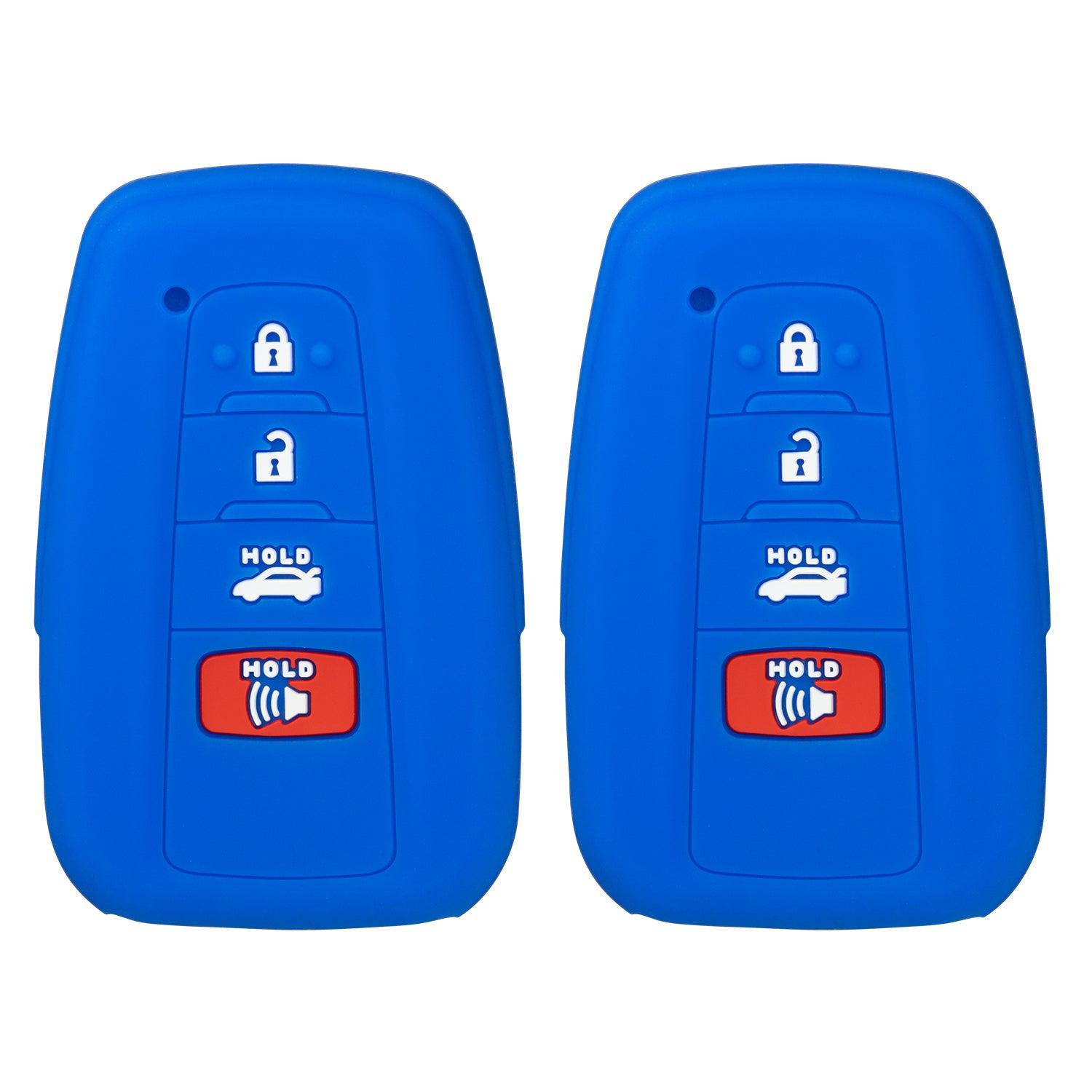 Silicone Case 4 Button Shell for Toyota Smart Proximity Remote Key HYQ14FBE, HYQ14FBC, HYQ14AHP, HYQ14FBN (Double Blue)