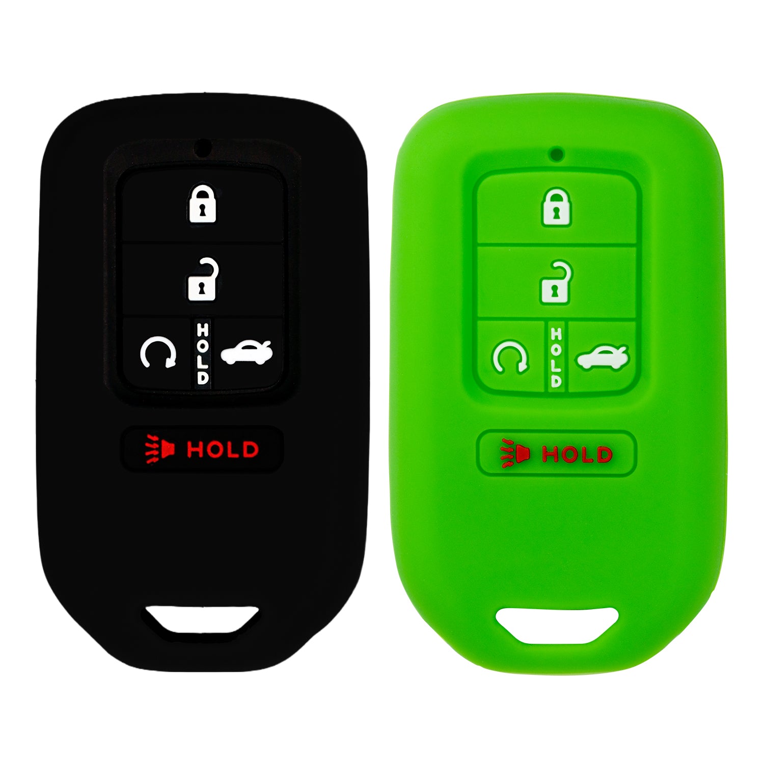 Silicone Case for Keyless entry Smart key fob for Honda Accord Civic CR-V CRV Pilot Passport Insight EX EX-L Touring | Car Accessory | Key Protection Case 2 Pcs (Black & Green)