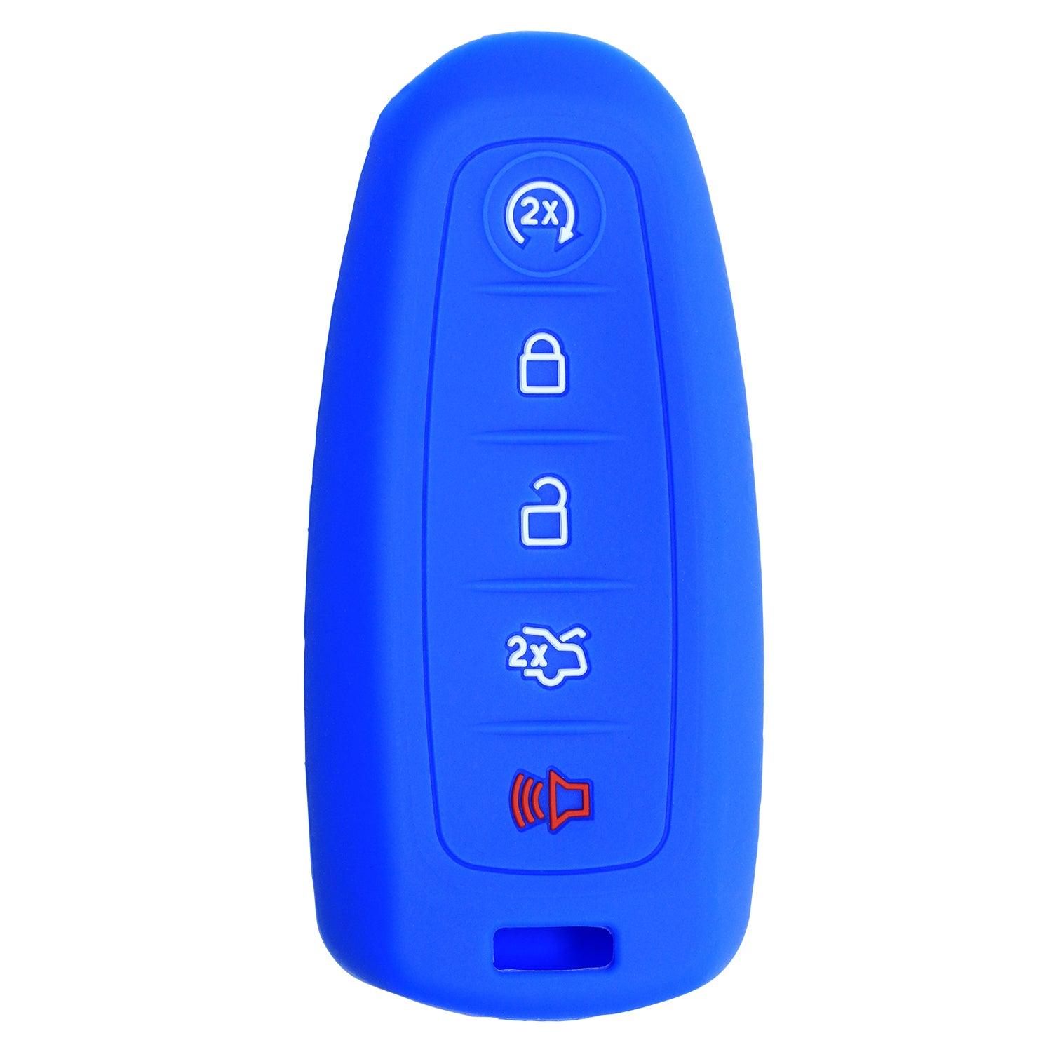 Smart Keyless Entry Fob for Ford Edge Explorer Flex Taurus Focus Expedition Escape M3N5WY8610 M3N5WY8609 164-R8092 8092 R8092 (Blue Silicone Case)
