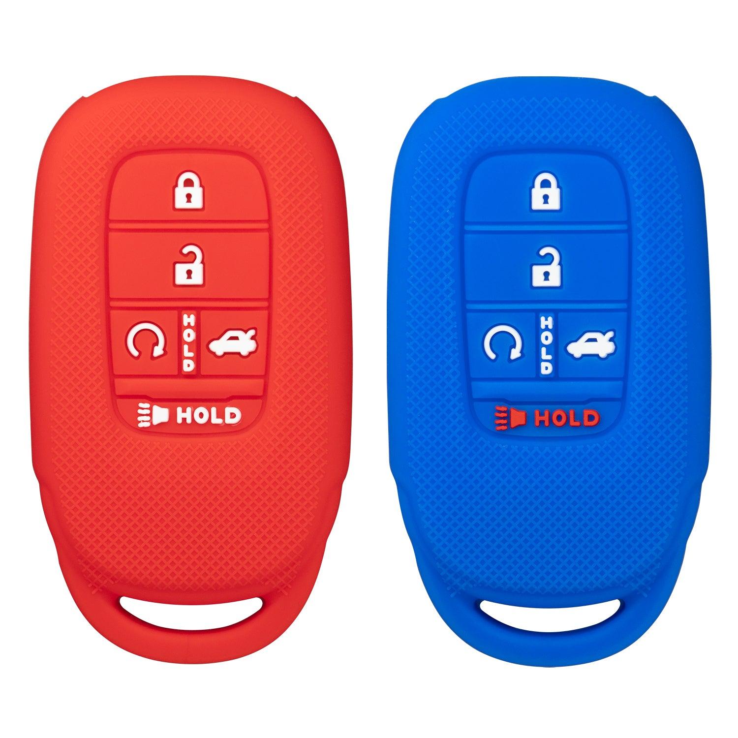 Silicone Case for Honda Accord 2022 5 Button Proximity Smart Key KR5TP-4 72147-T20-A11 (Red & Blue)