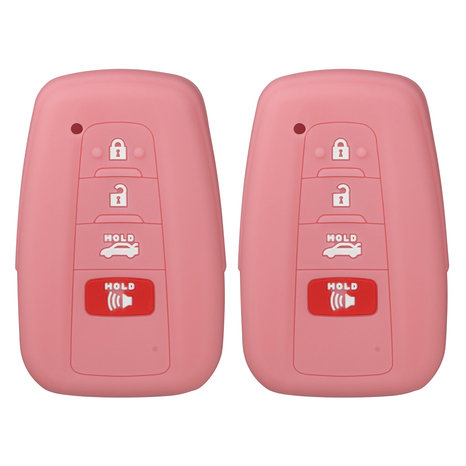 Silicone Case 4 Button Shell for Toyota Smart Proximity Remote Key HYQ14FBE, HYQ14FBC, HYQ14AHP, HYQ14FBN (Double Pink)