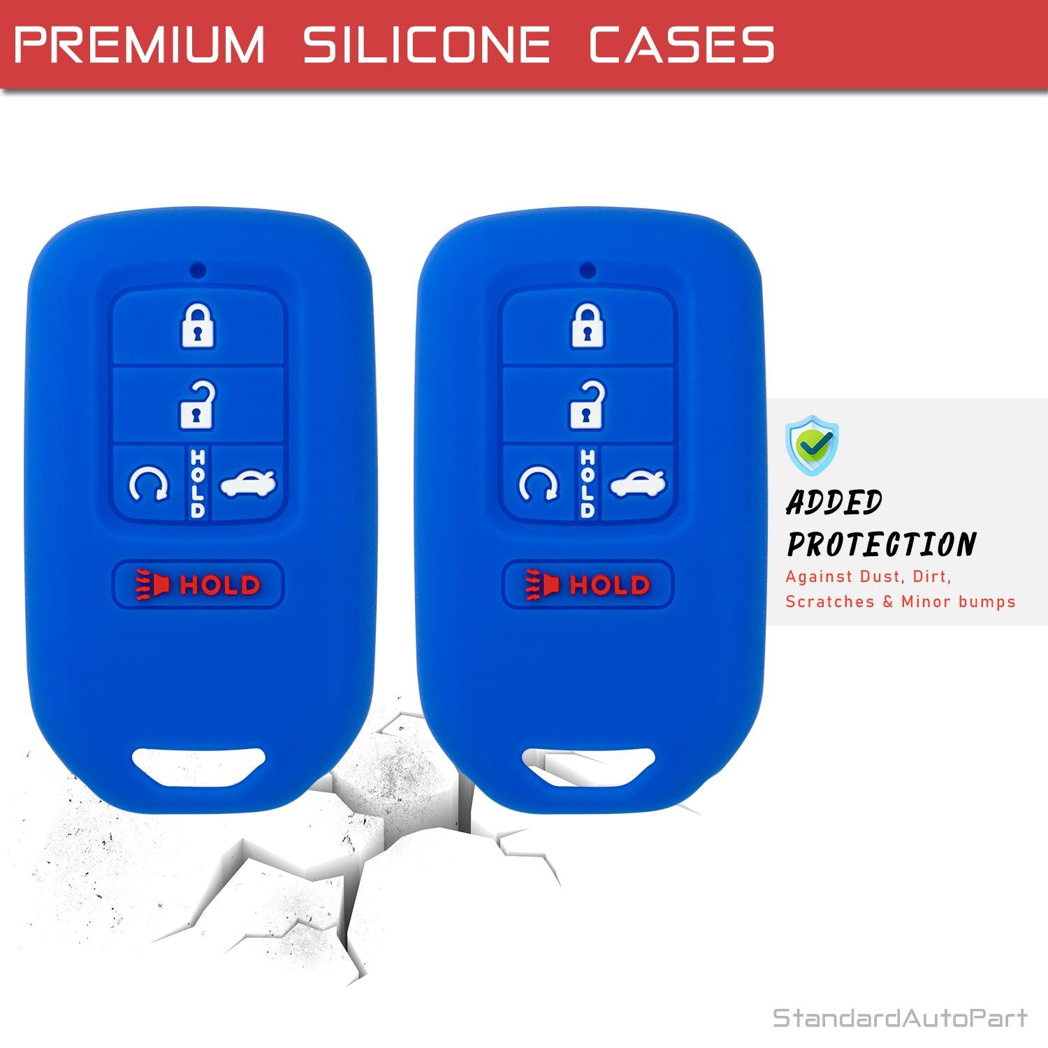 Silicone Case for Keyless entry Smart key fob for Honda Accord Civic CR-V CRV Pilot Passport Insight EX EX-L Touring | Car Accessory | Key Protection Case 2 Pcs (Double Blue)