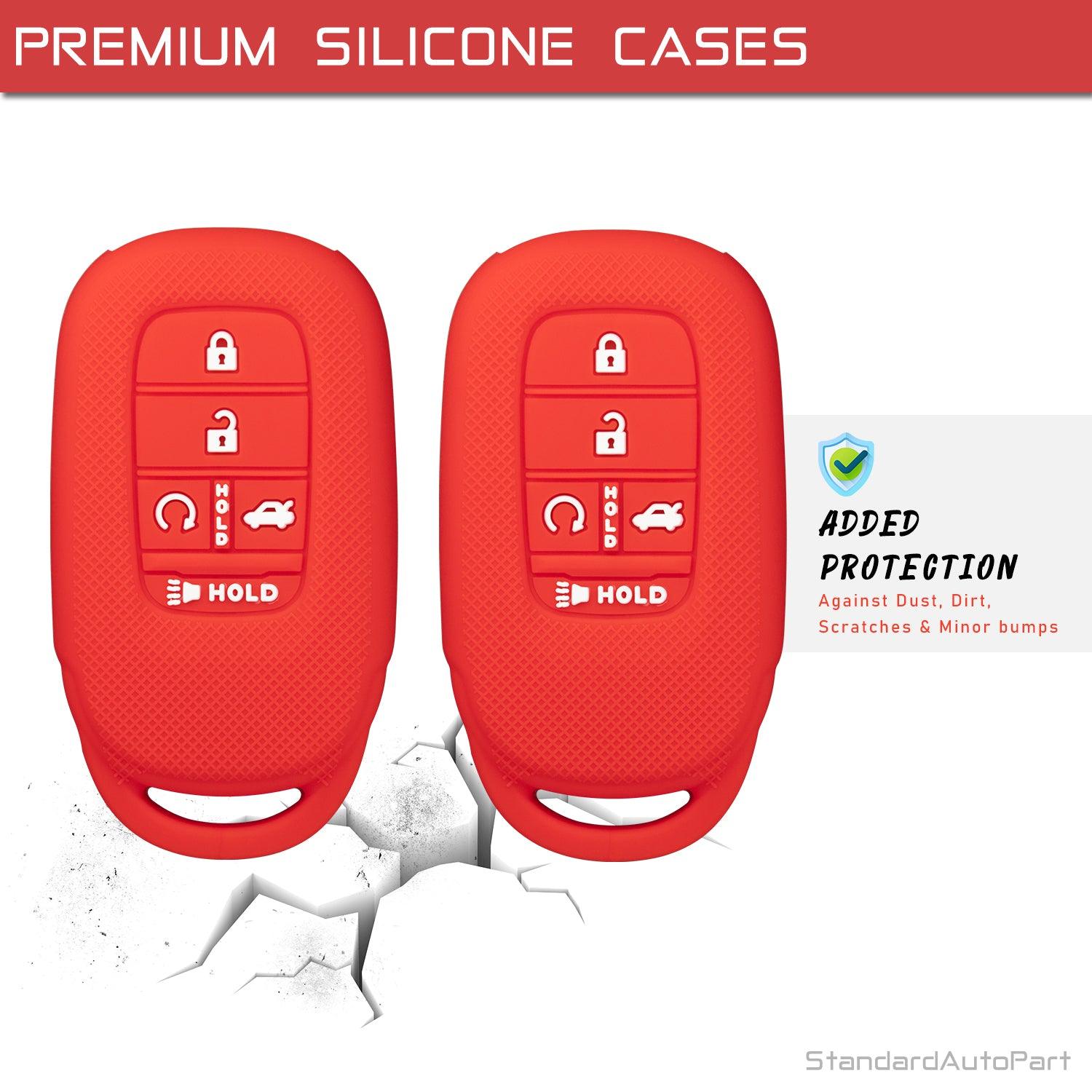 Silicone Case for Honda Accord 2022 5 Button Proximity Smart Key KR5TP-4 72147-T20-A11 (Double Red)