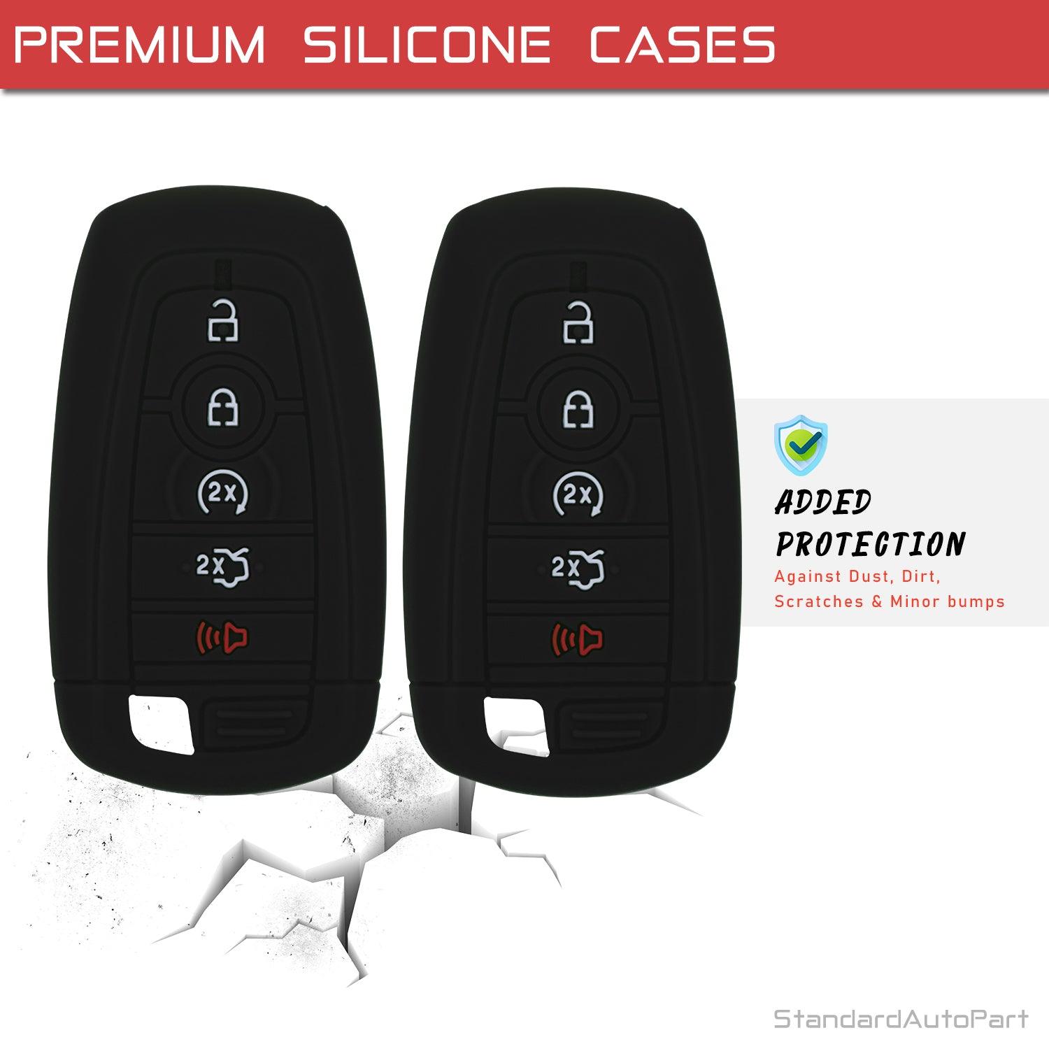 Silicone Case for Smart Key Remote Keyless Entry for Ford Fusion Explorer Edge Mustang Expedition M3N-A2C93142600 164-R8149 164R8149 R8149 (Double Black)