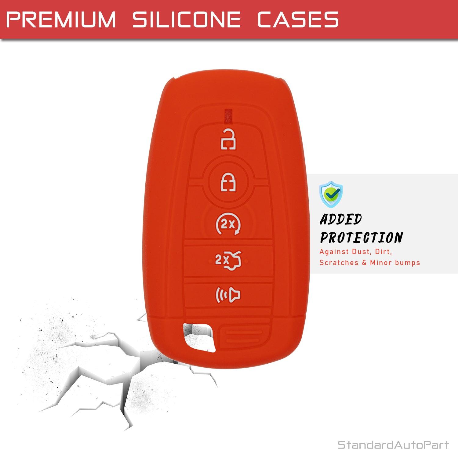 Silicone Case for Smart Key Remote Keyless Entry for Ford Fusion Explorer Edge Mustang Expedition M3N-A2C93142600 164-R8149 164R8149 R8149 (Red)