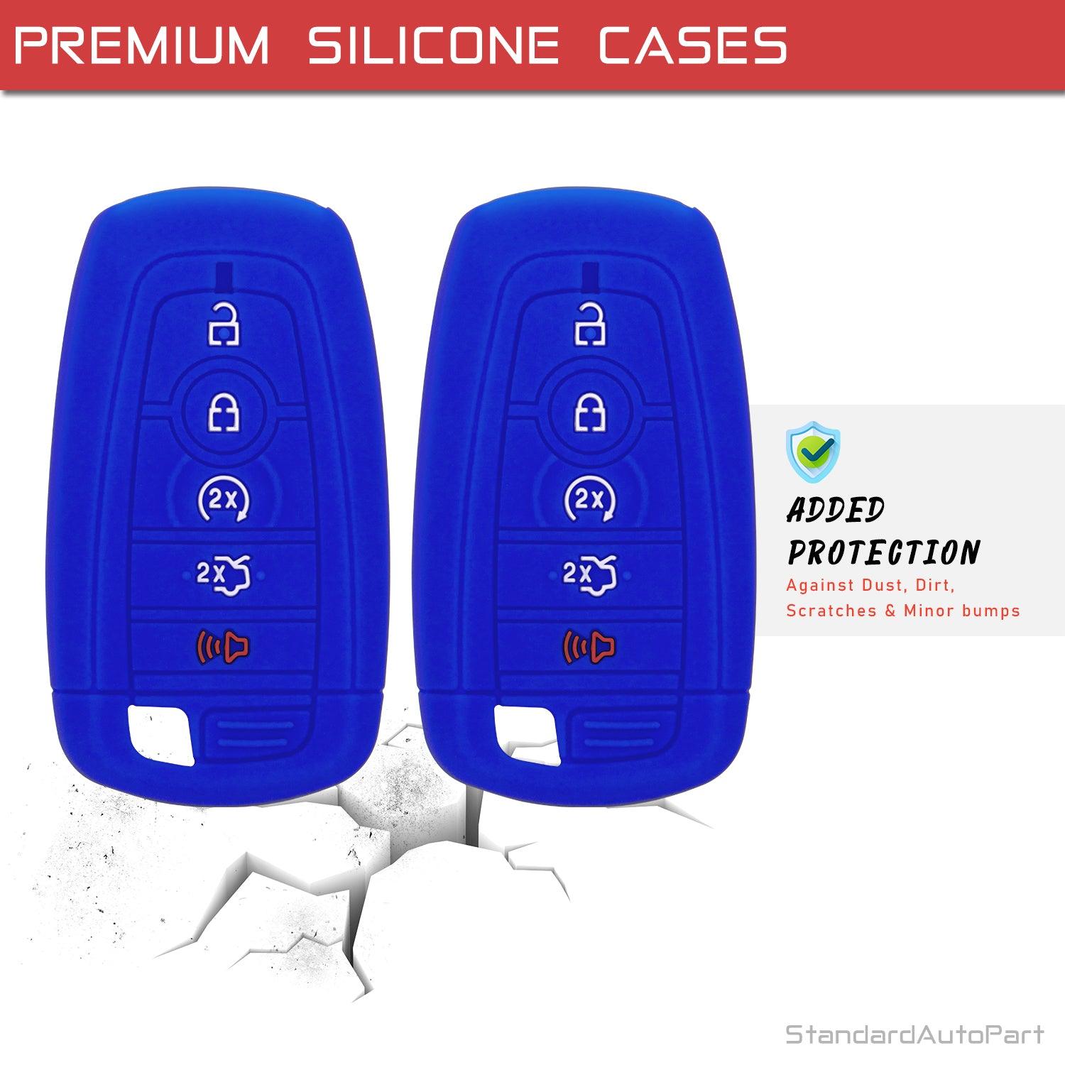 Silicone Case for Smart Key Remote Keyless Entry for Ford Fusion Explorer Edge Mustang Expedition M3N-A2C93142600 164-R8149 164R8149 R8149 (Double Blue)