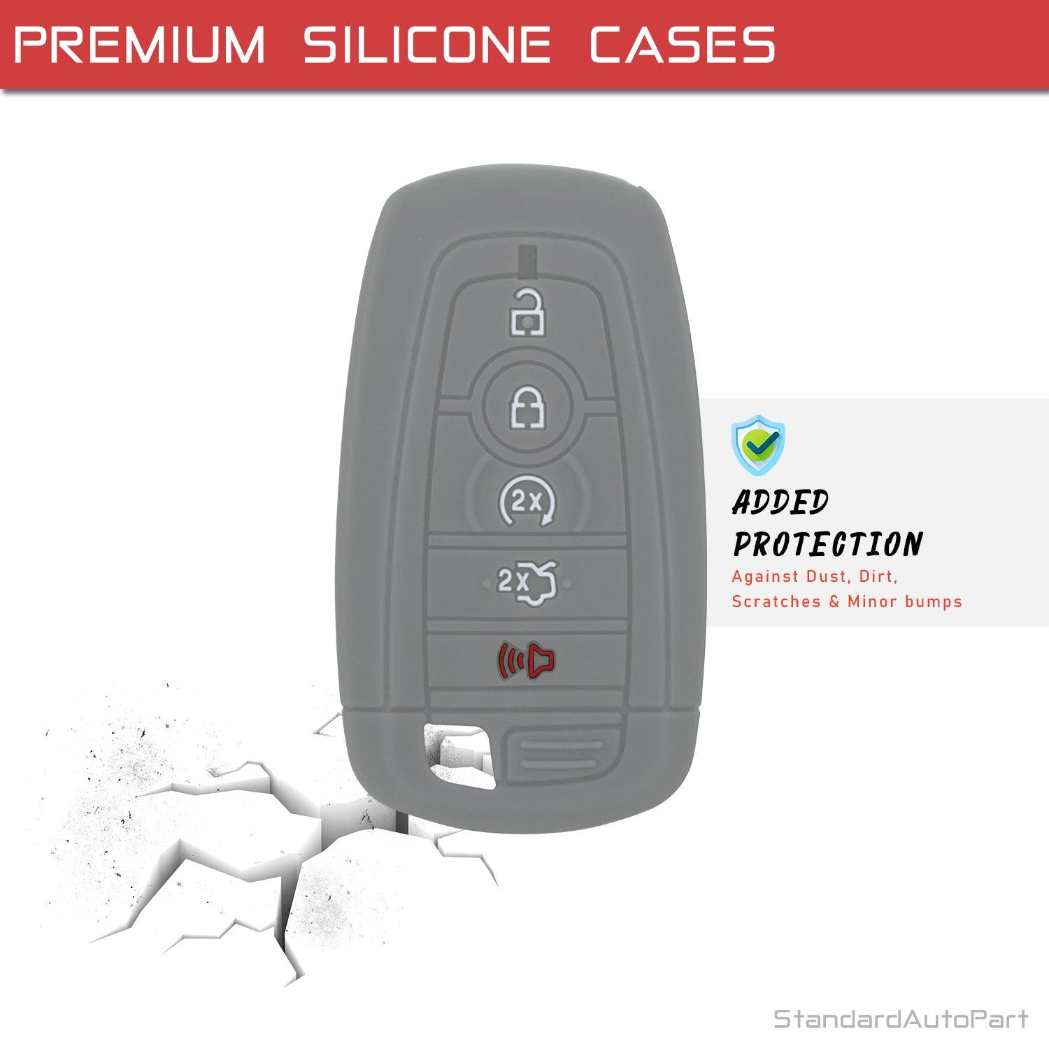 Silicone Case for Smart Key Remote Keyless Entry for Ford Fusion Explorer Edge Mustang Expedition M3N-A2C93142600 164-R8149 164R8149 R8149 (Grey)