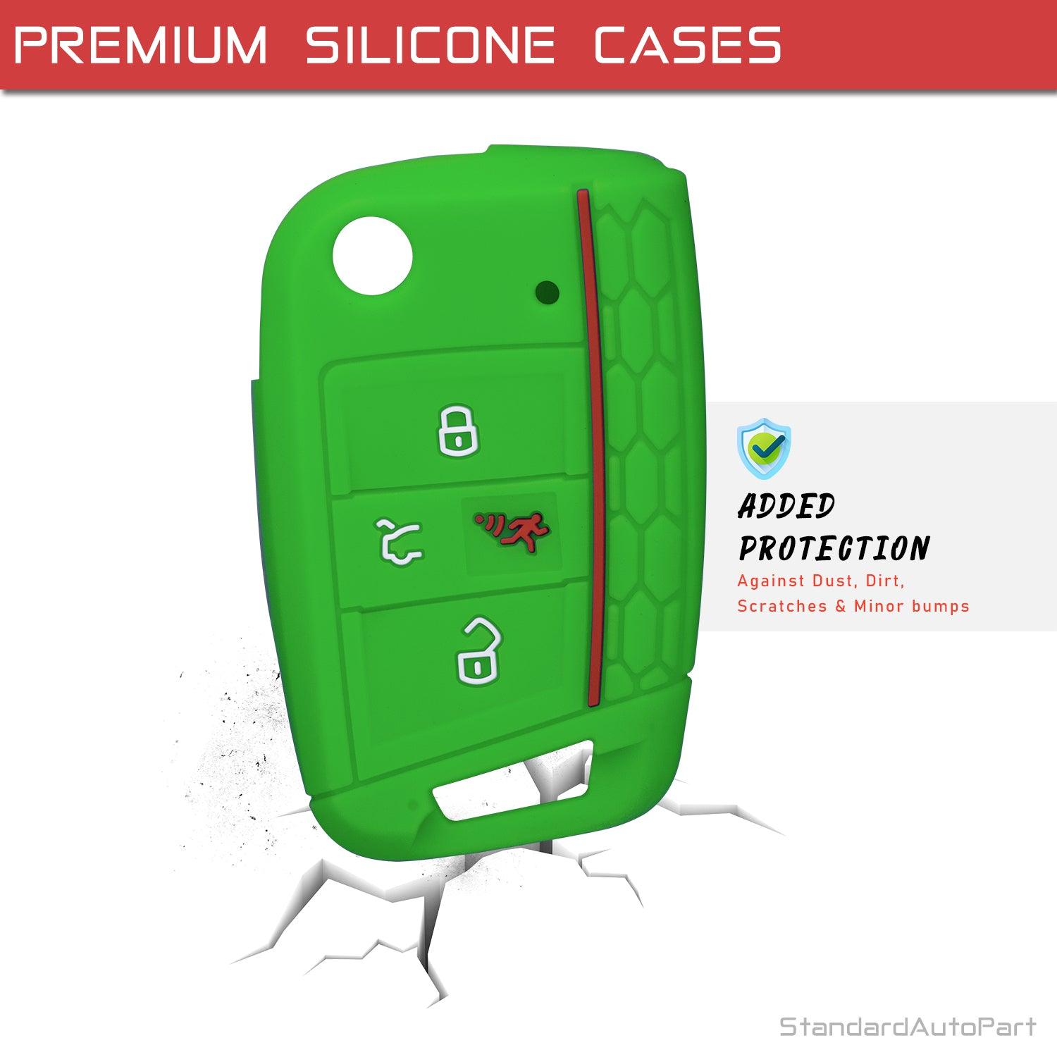 Silicone Case for 4 Button Proximity Remote Smart Key for Volkswagen Golf Jetta GTI (Green)