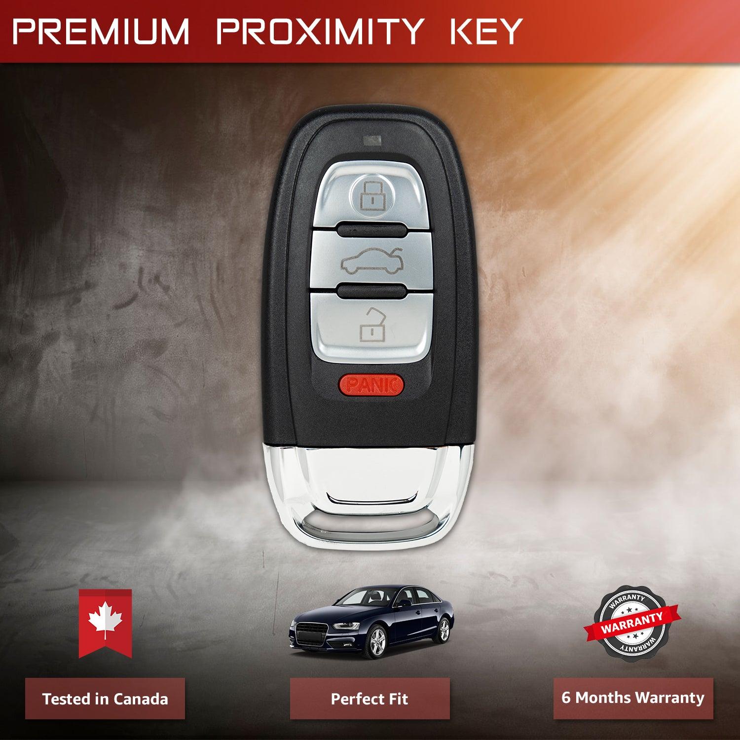 4 Button Proximity Smart Key for A4 A5 S4 S5 A7 S7 A8 S8 Q5 A6 S6 Allroad IYZFBSB802 8TO-959-754-G 8K0-959-754-B with Comfort Access