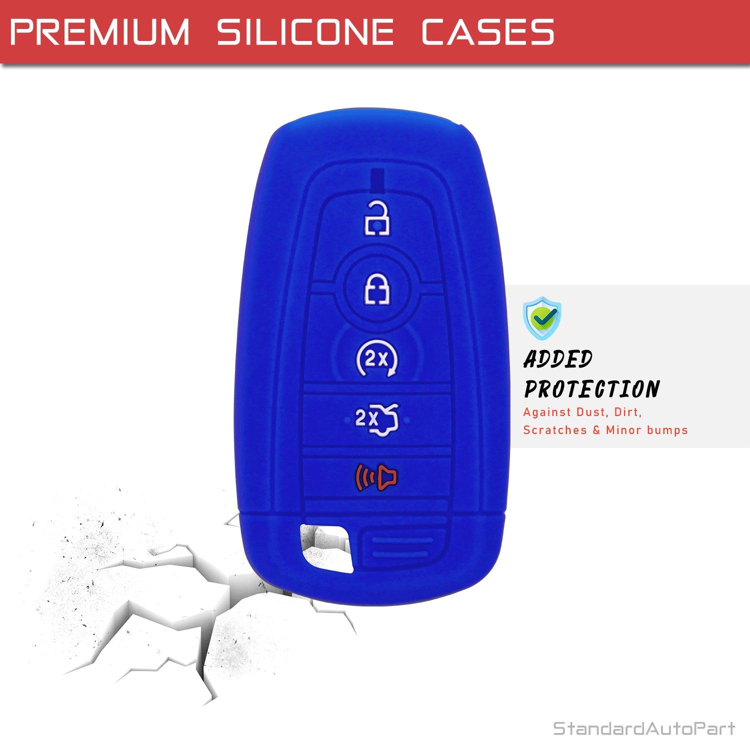 Silicone Case for Smart Key Remote Keyless Entry for Ford Fusion Explorer Edge Mustang Expedition M3N-A2C93142600 164-R8149 164R8149 R8149 (Blue)