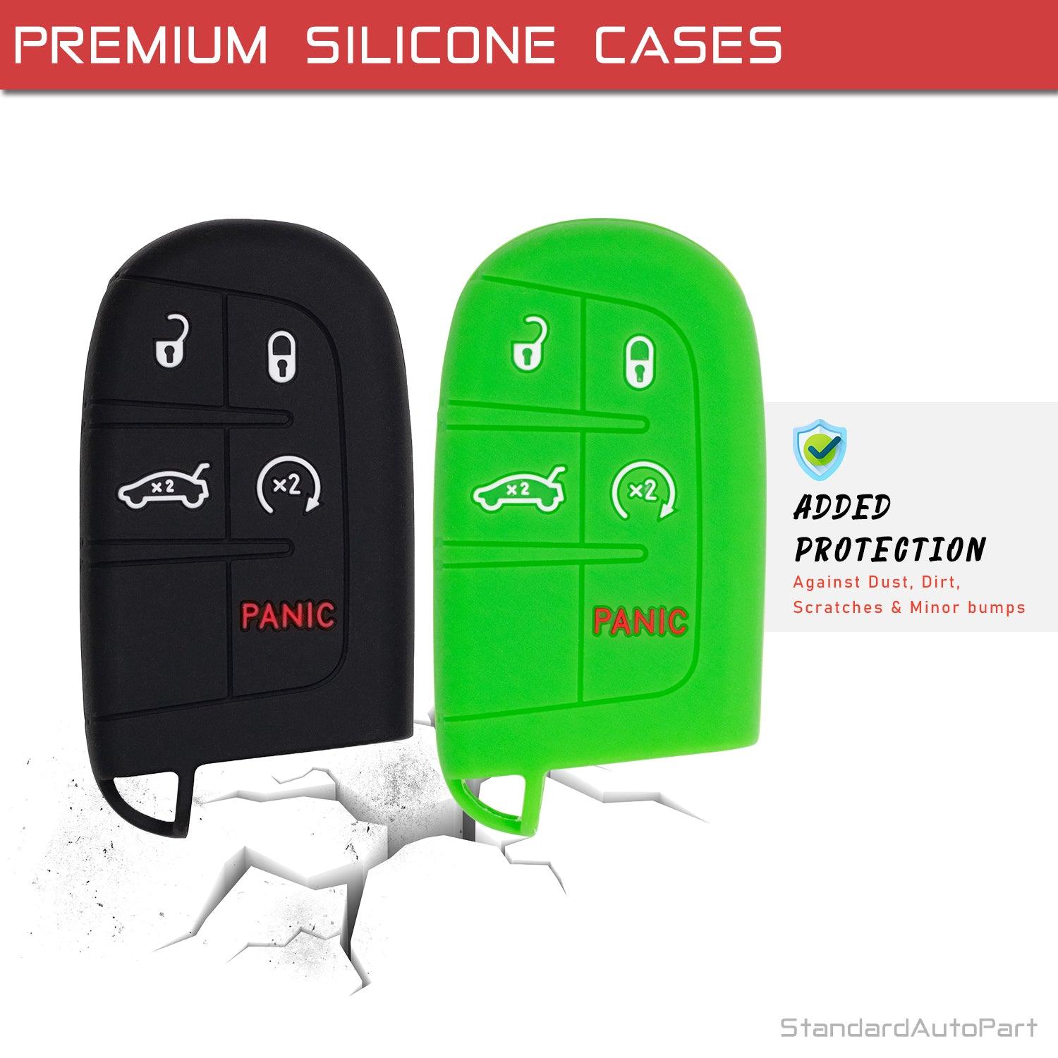 Silicone Case for Keyless Entry Smart Key fob for Jeep Grand Cherokee Compass Journey Durango (Black and Green)
