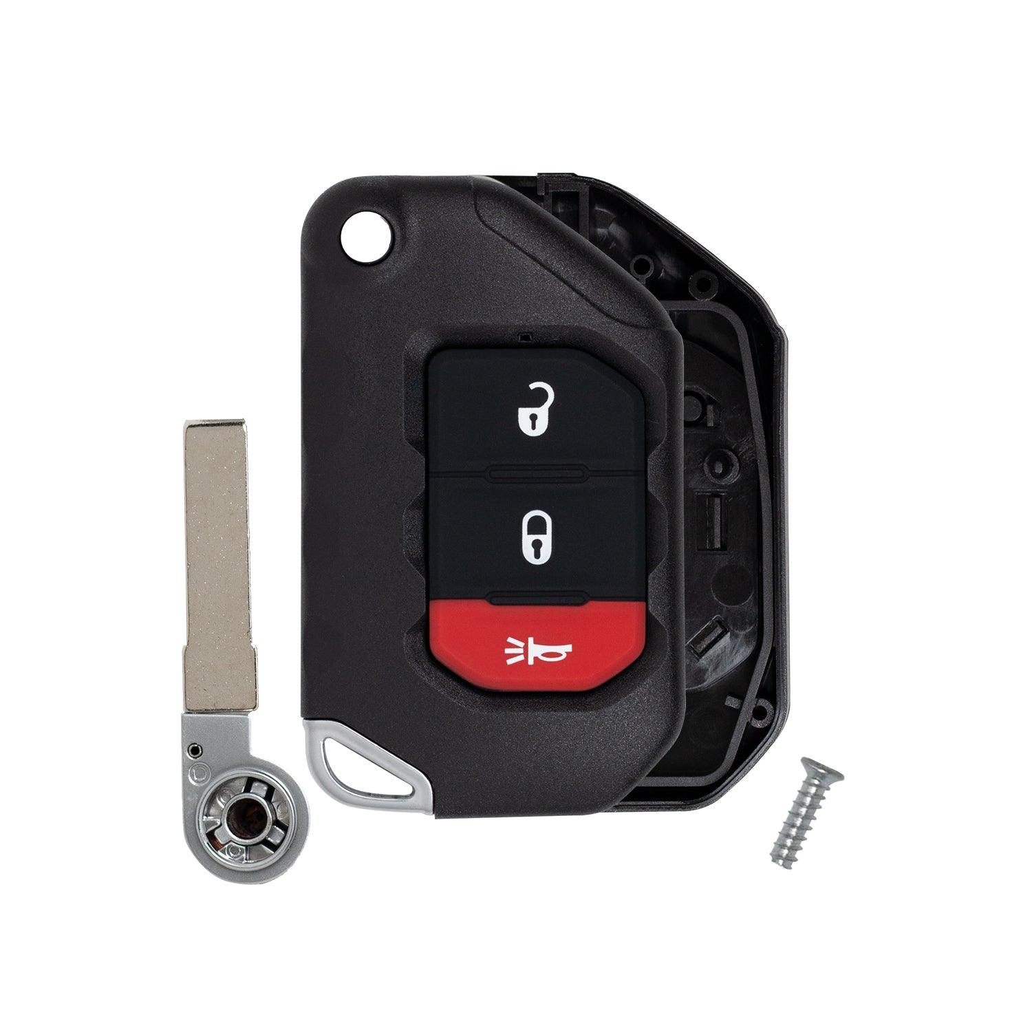 Flip Key Shell Case for Jeep Gladiator Wrangler 2018-2024 OHT1130261 68416784 (3 Button)