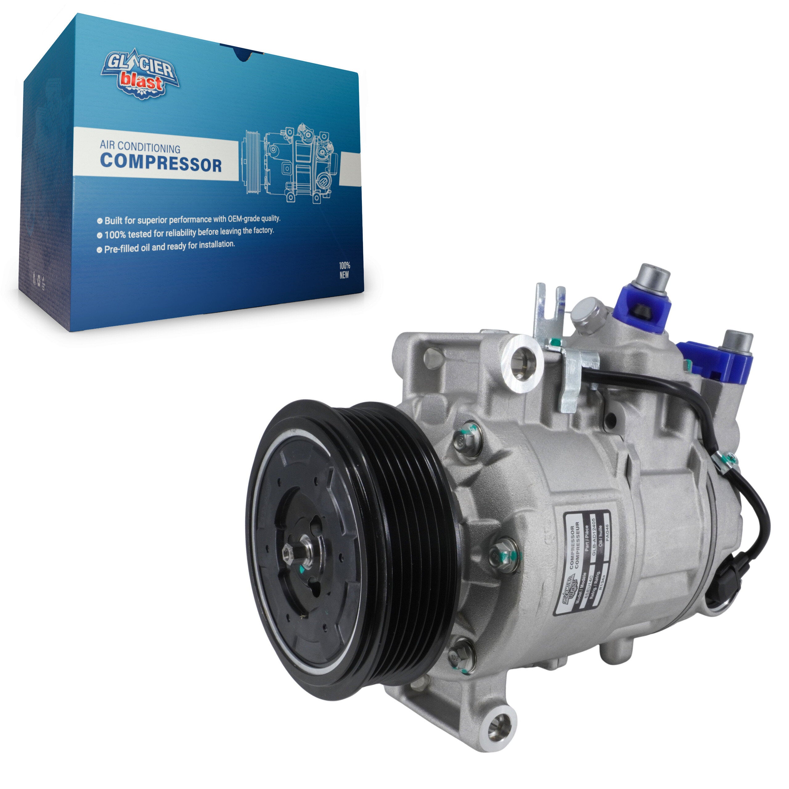 Glacier Blast GLB-AD12405 A/C Compressor for 2005-2018 Audi A4 Quattro, Audi A8 Quattro and More