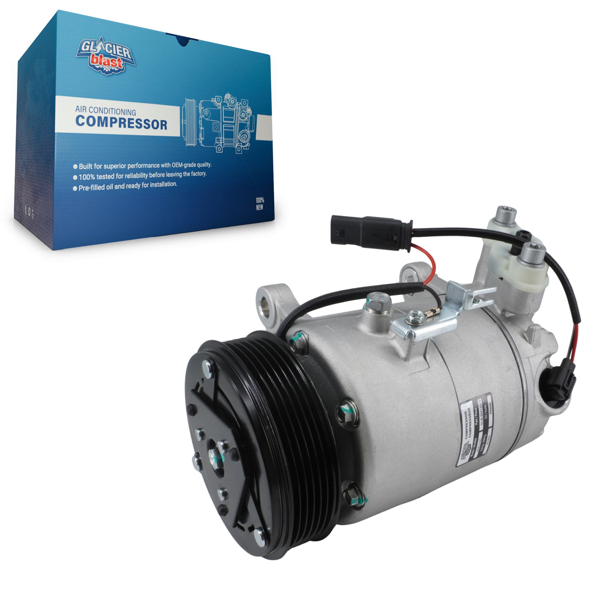 Glacier Blast GLB-BM13318 A/C Compressor for 2014-2019 Mini Cooper, Mini Cooper Clubman