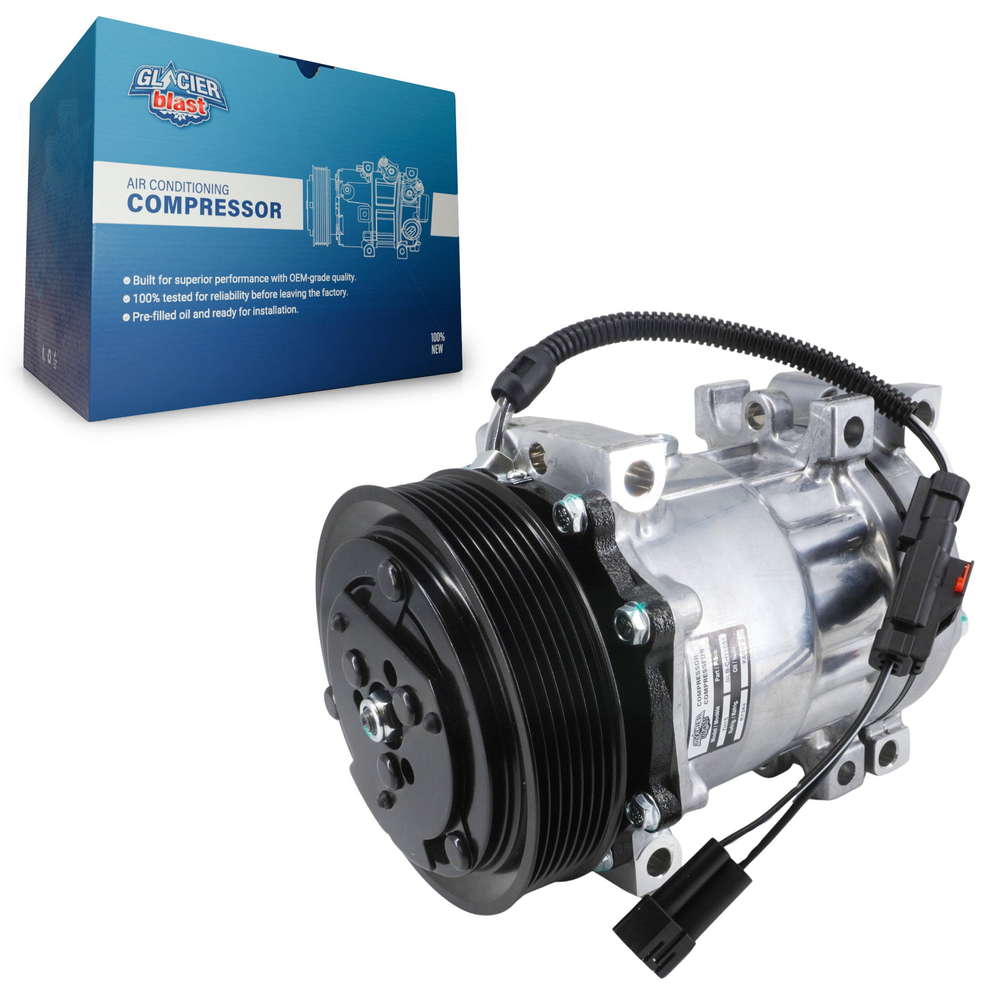Glacier Blast GLB-CH11551 A/C Compressor for 1994-2002 Dodge Ram 1500, Dodge Ram 2500 and More
