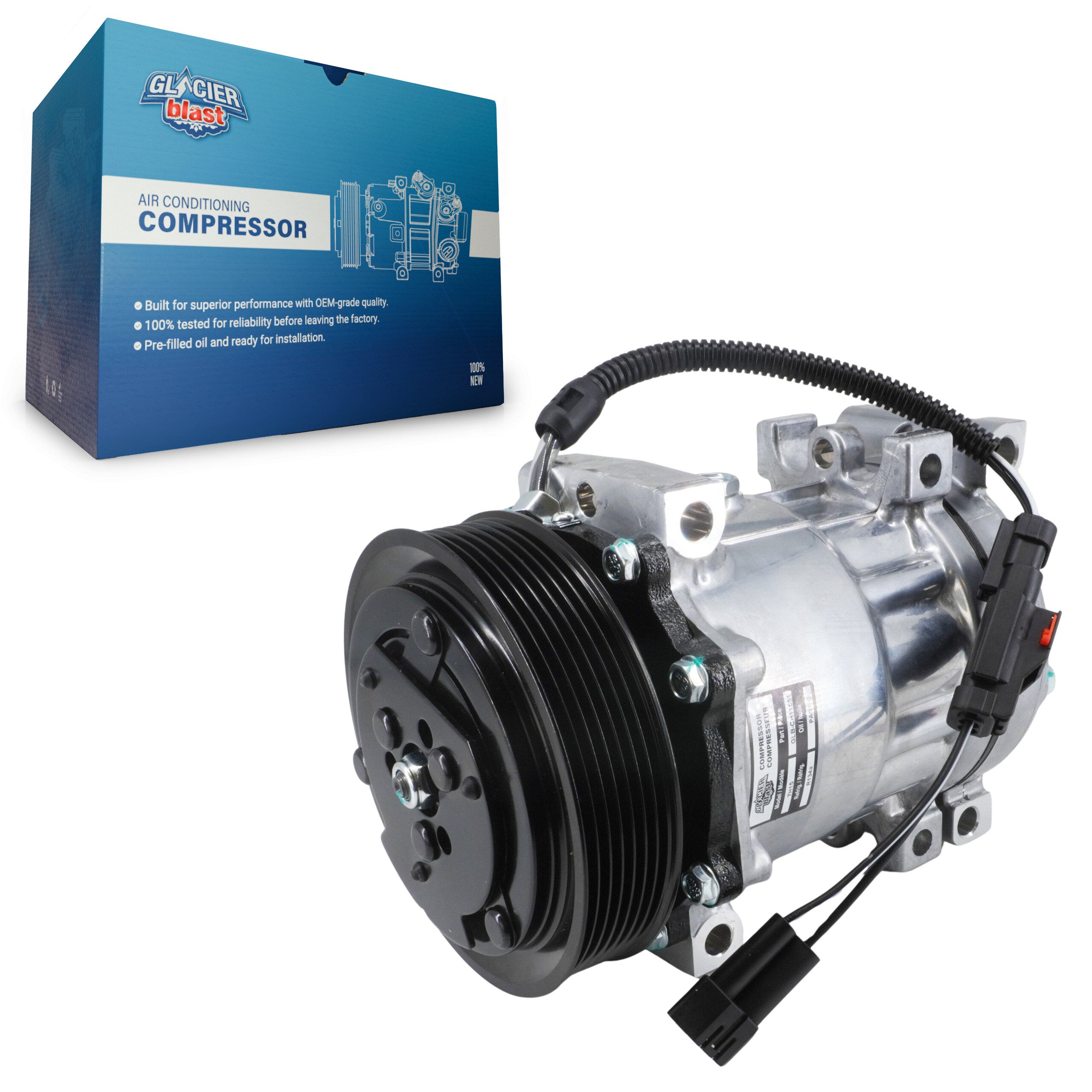 Glacier Blast GLB-CH11551 A/C Compressor for 1994-2002 Dodge Ram 1500, Dodge Ram 2500 and More
