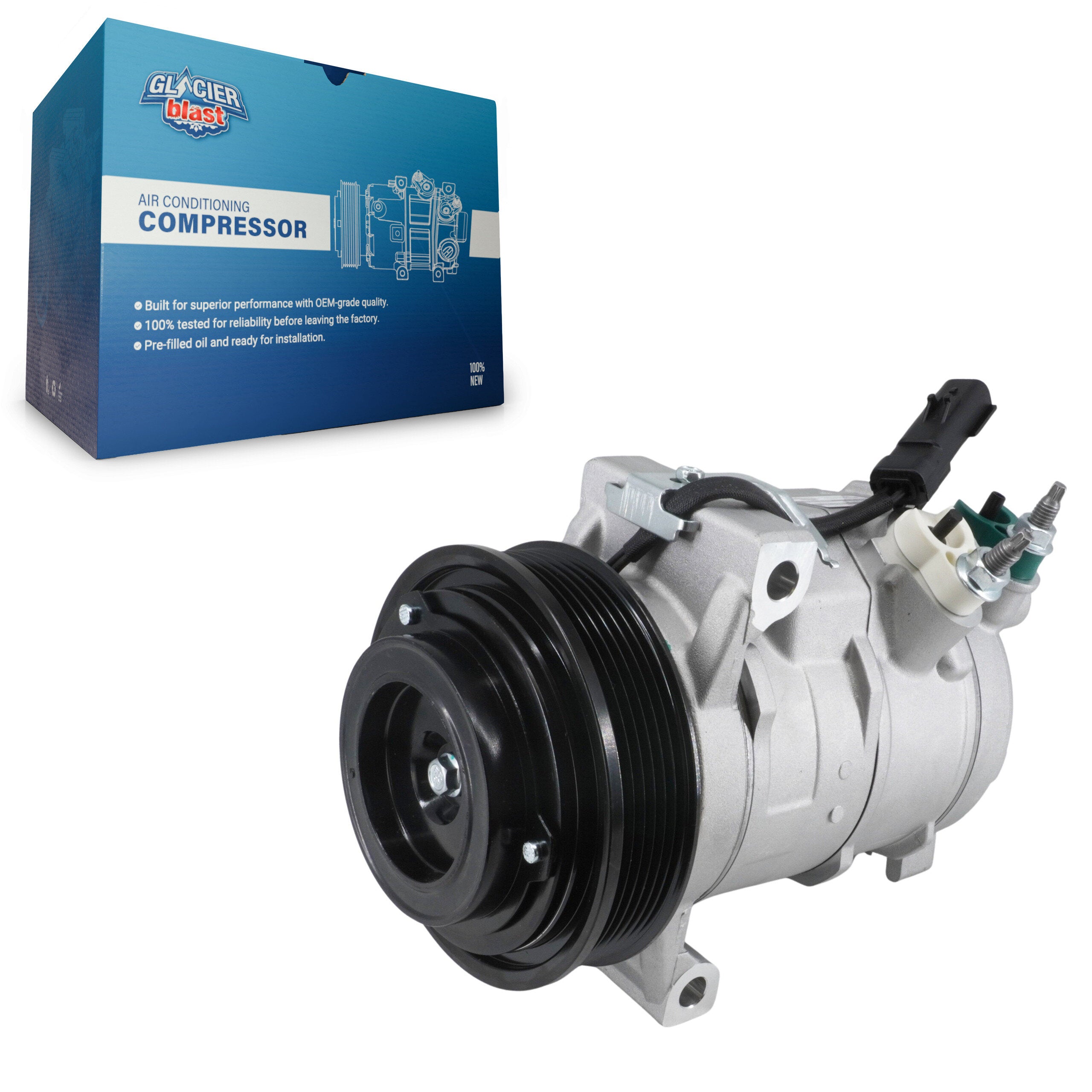 Glacier Blast GLB-CH12496 A/C Compressor for 2011-2022 Jeep Grand Cherokee, Jeep Grand Cherokee L and More