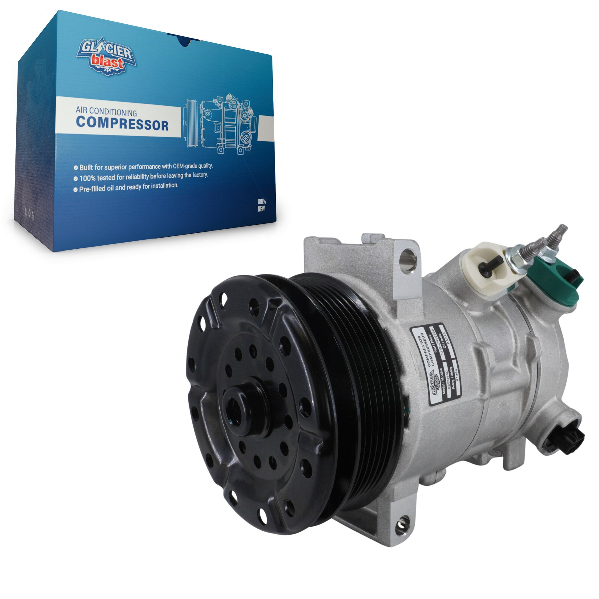 Glacier Blast GLB-CH12736 A/C Compressor for 2007-2020 Chrysler 200, Dodge Journey and More
