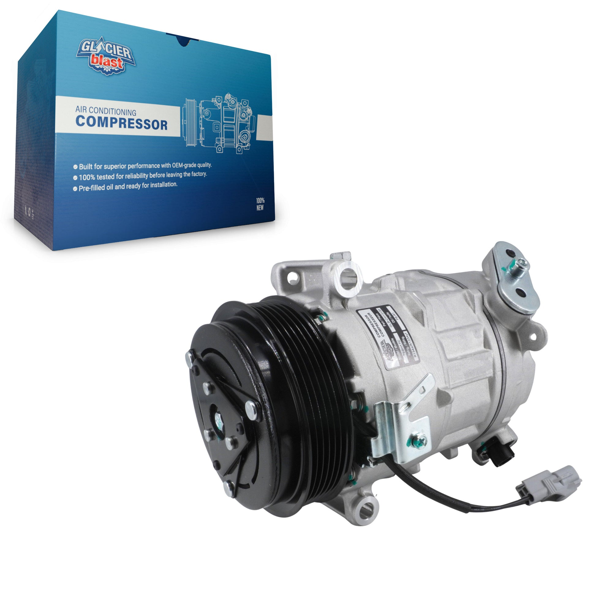 Glacier Blast GLB-CH13130 A/C Compressor for 2014-2023 Chrysler 200, Jeep Cherokee