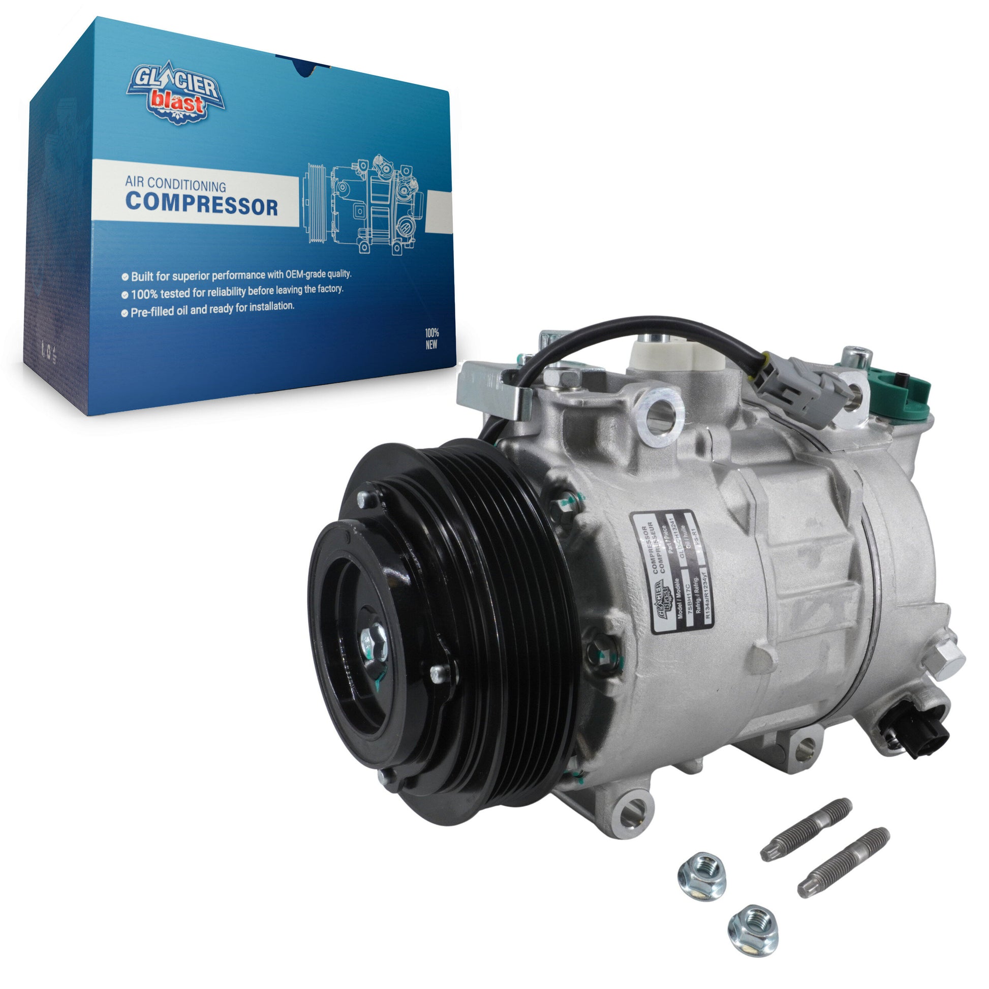 Glacier Blast GLB-CH13241 A/C Compressor for 2014-2024 Ram 1500 Classic, Ram 1500