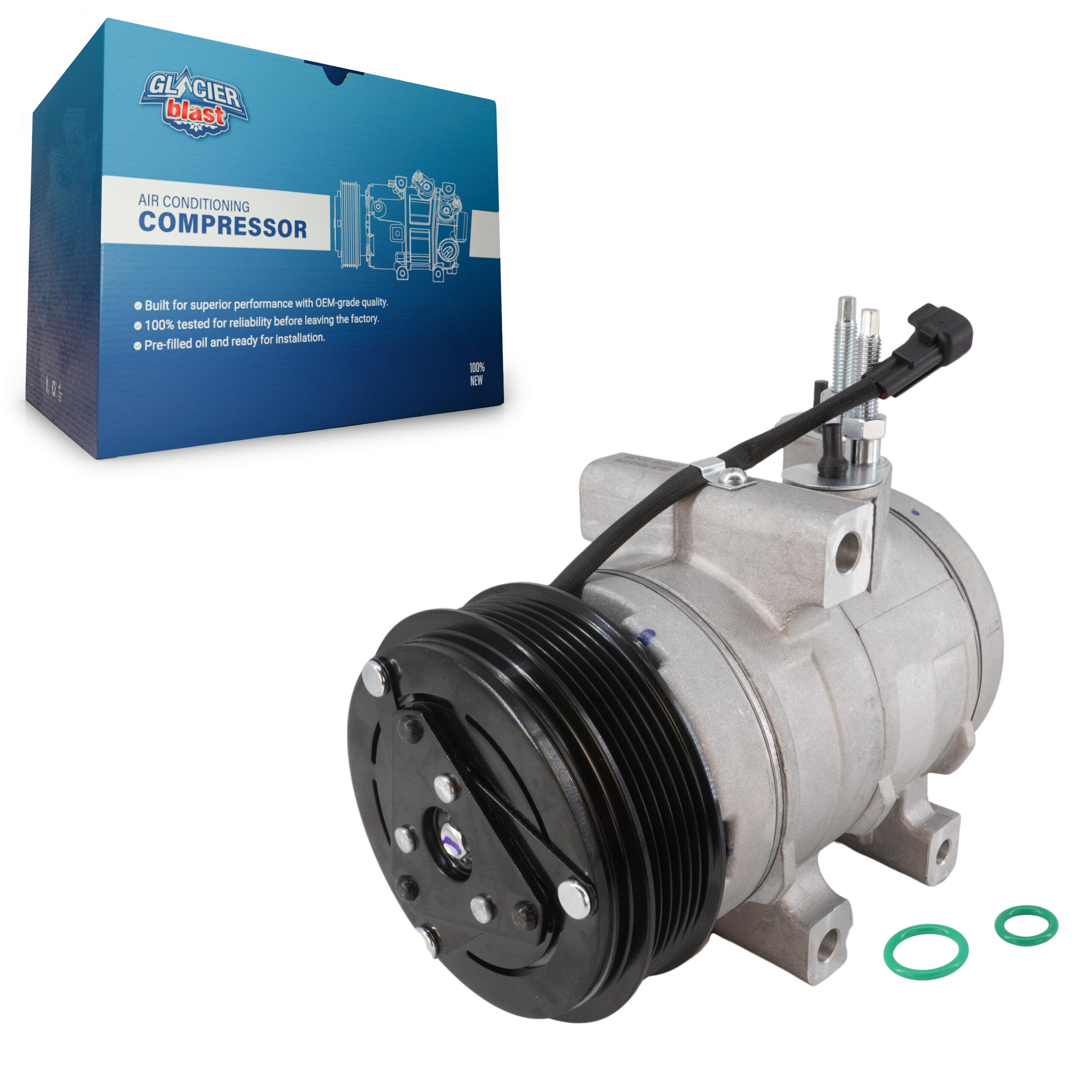 Glacier Blast GLB-FD12376 A/C Compressor for 2007-2019 Ford E-350 Super Duty, Ford E-450 Super Duty and More