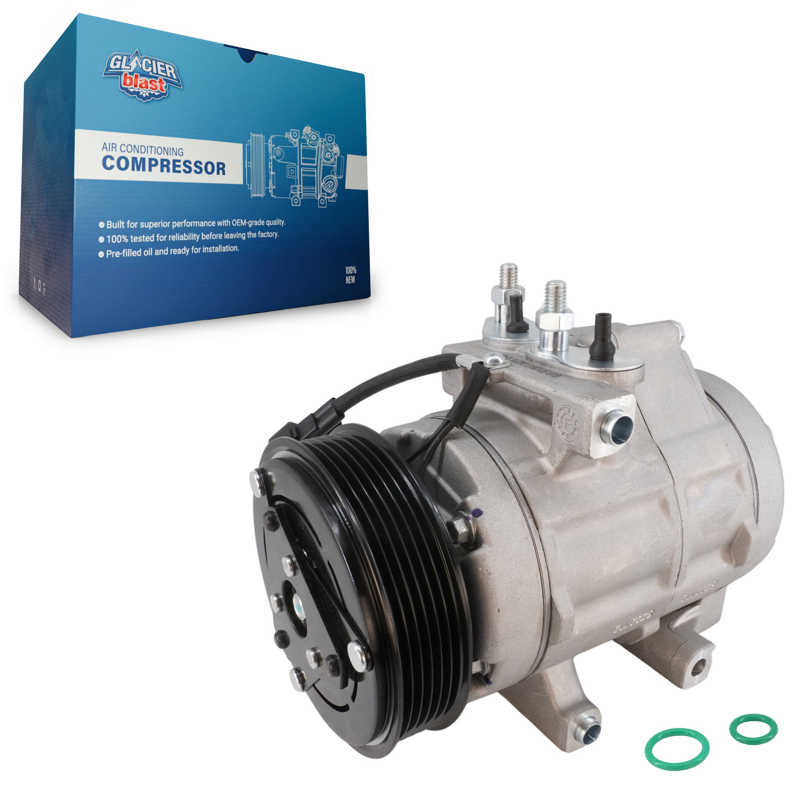 Glacier Blast GLB-FD12617 A/C Compressor for 2007-2014 Ford F-150, Ford F-250 Super Duty and More