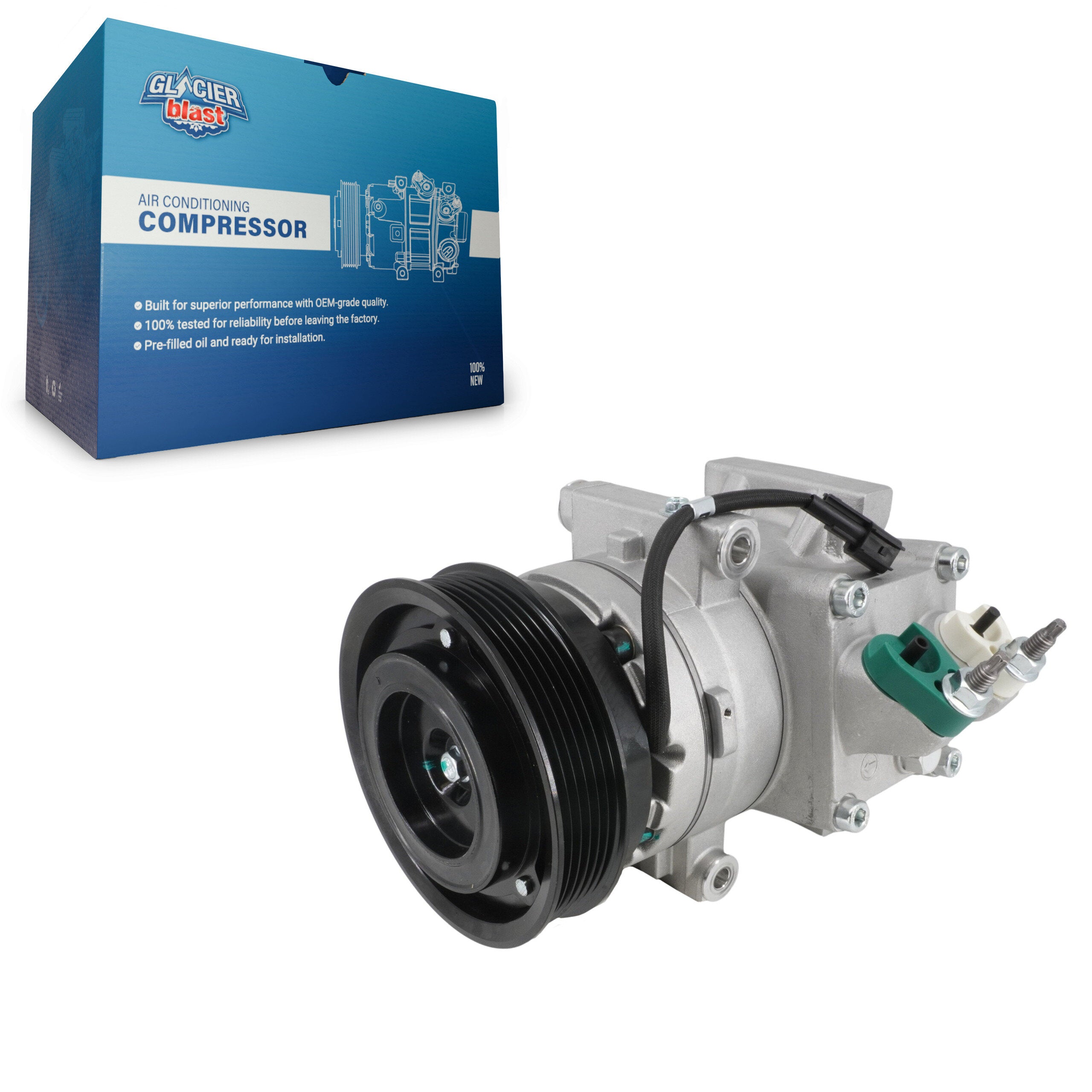 Glacier Blast GLB-FD12906 A/C Compressor for 2011-2013 Ford Fiesta