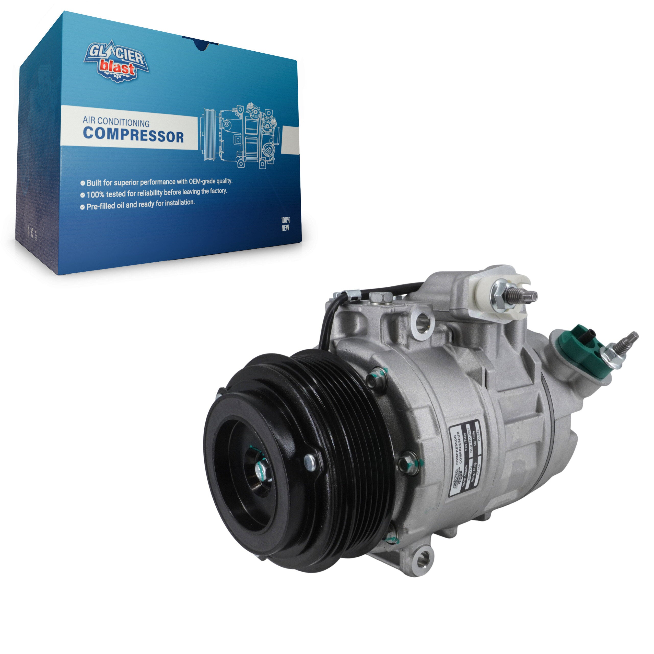 Glacier Blast GLB-FD12991 A/C Compressor for 2011-2019 Ford Explorer, Ford Police Interceptor Utility
