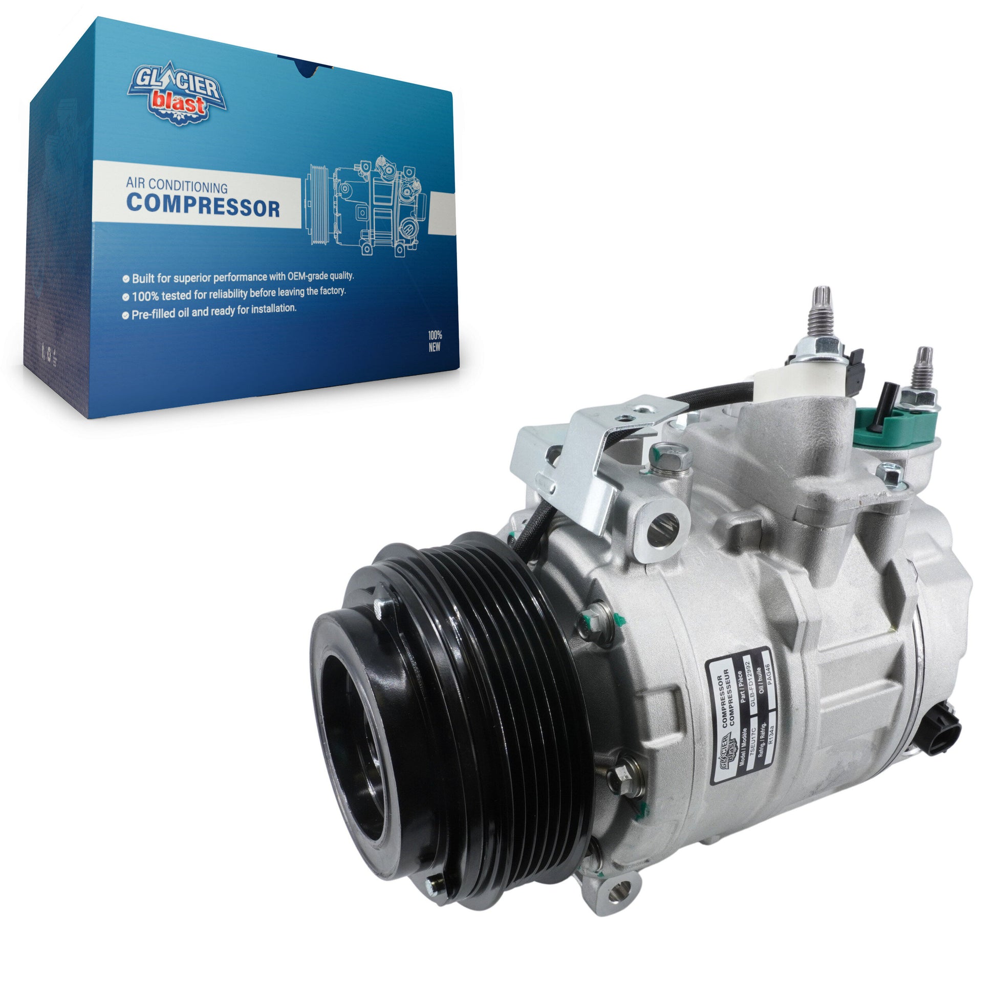 Glacier Blast GLB-FD12992 A/C Compressor for 2012-2014 Ford Explorer, Ford Edge
