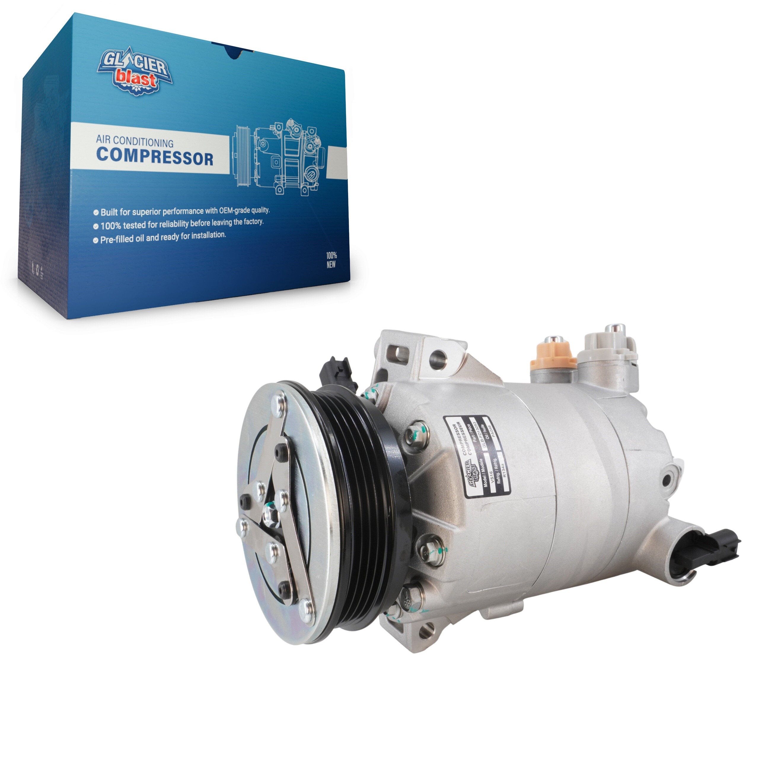 Glacier Blast GLB-FD13053 A/C Compressor for 2013-2016 Lincoln MKC, Ford Escape