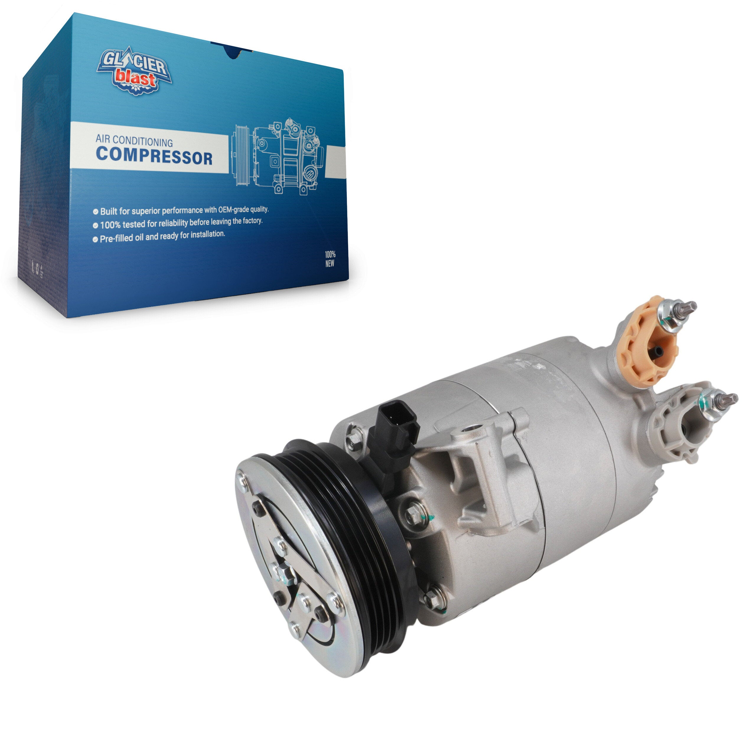 Glacier Blast GLB-FD13107 A/C Compressor for 2013-2019 Ford Focus, Ford Transit Connect and More