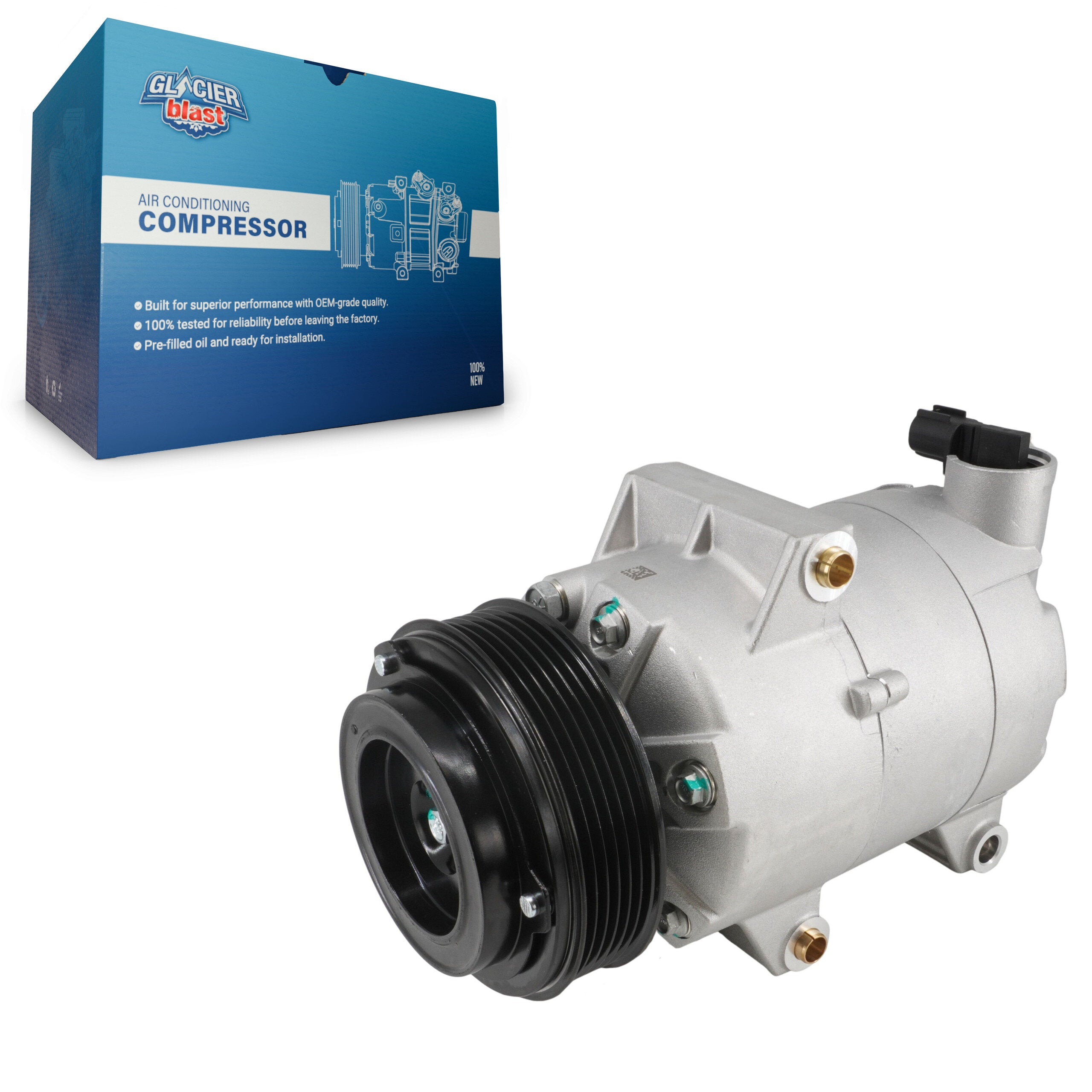 Glacier Blast GLB-FD13132 A/C Compressor for 2013-2019 Ford Escape, Ford Transit Connect