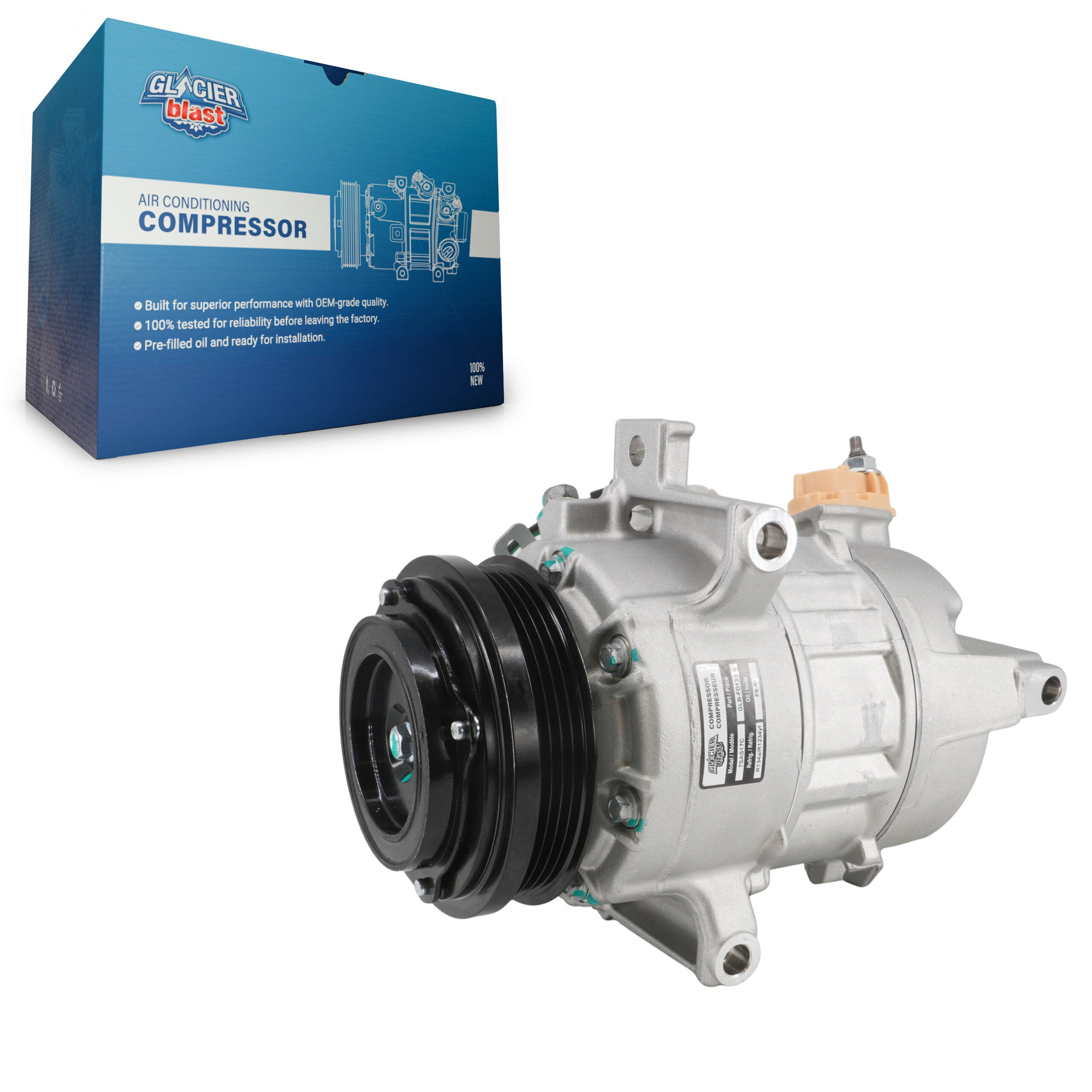 Glacier Blast GLB-FD13360 A/C Compressor for 2017-2022 Ford Expedition, Lincoln Navigator and More