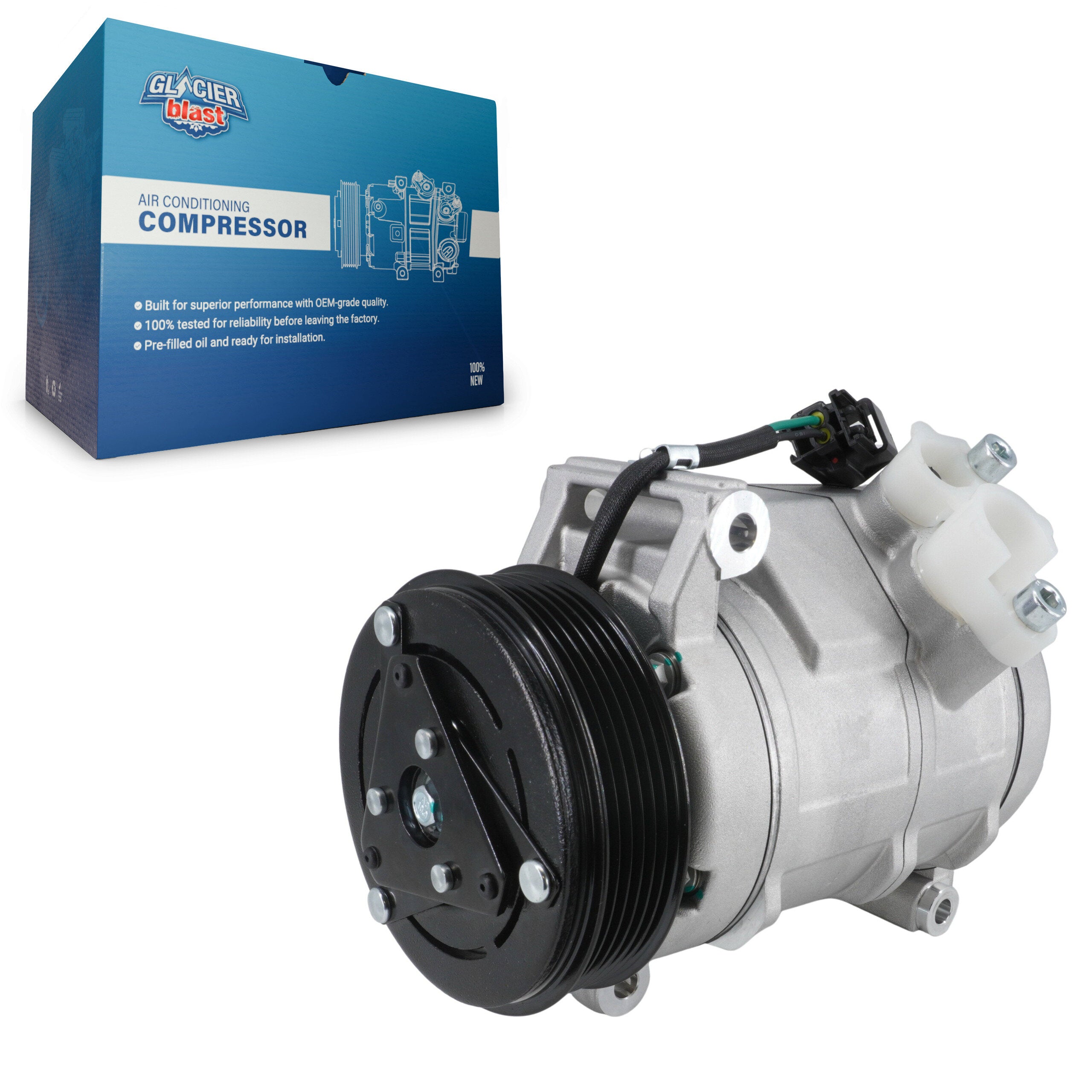 Glacier Blast GLB-GM12525 A/C Compressor for 2007-2012 Chevrolet Traverse, Buick Enclave and More