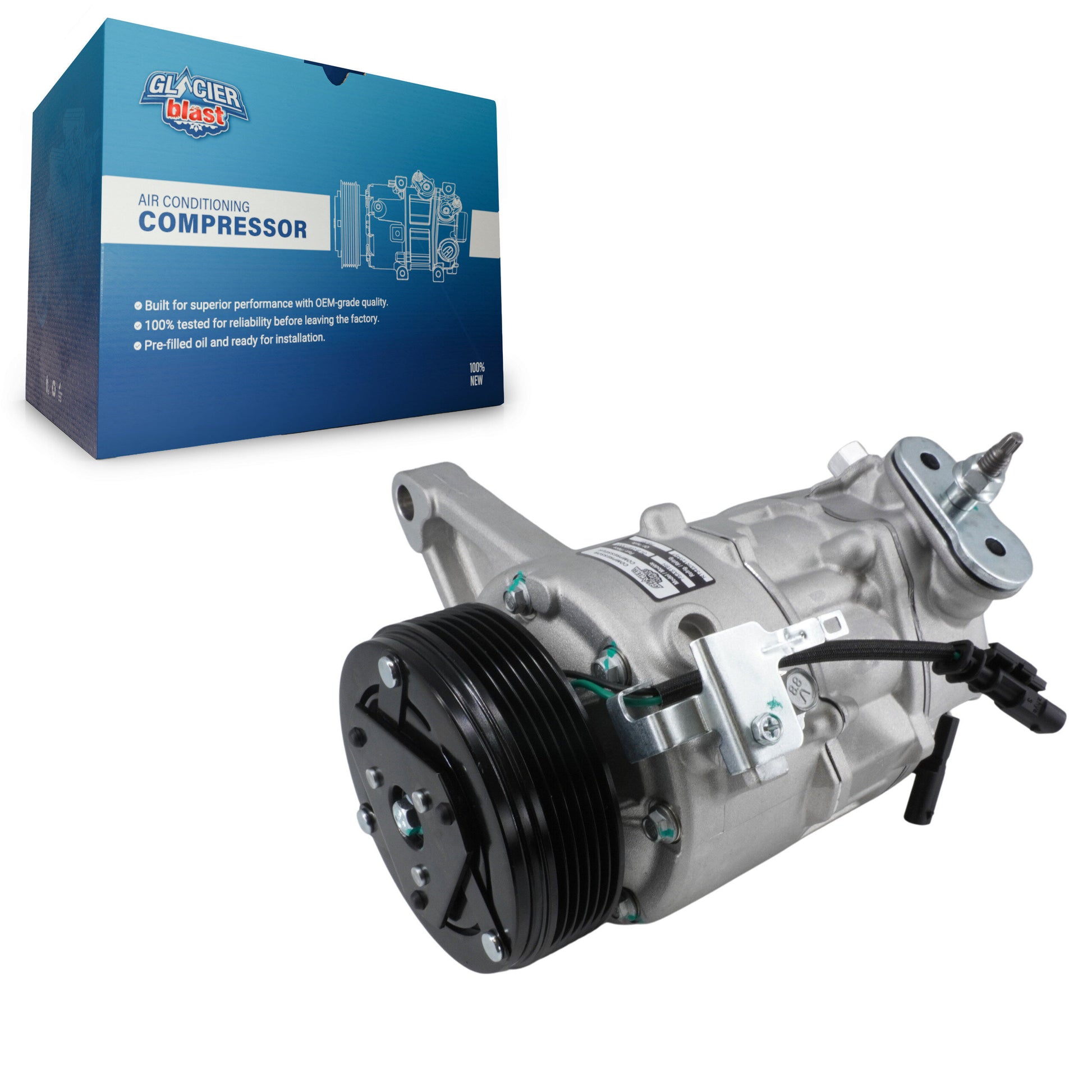 Glacier Blast GLB-GM13003 A/C Compressor for 2013-2024 GMC Acadia Limited, Buick Enclave and More