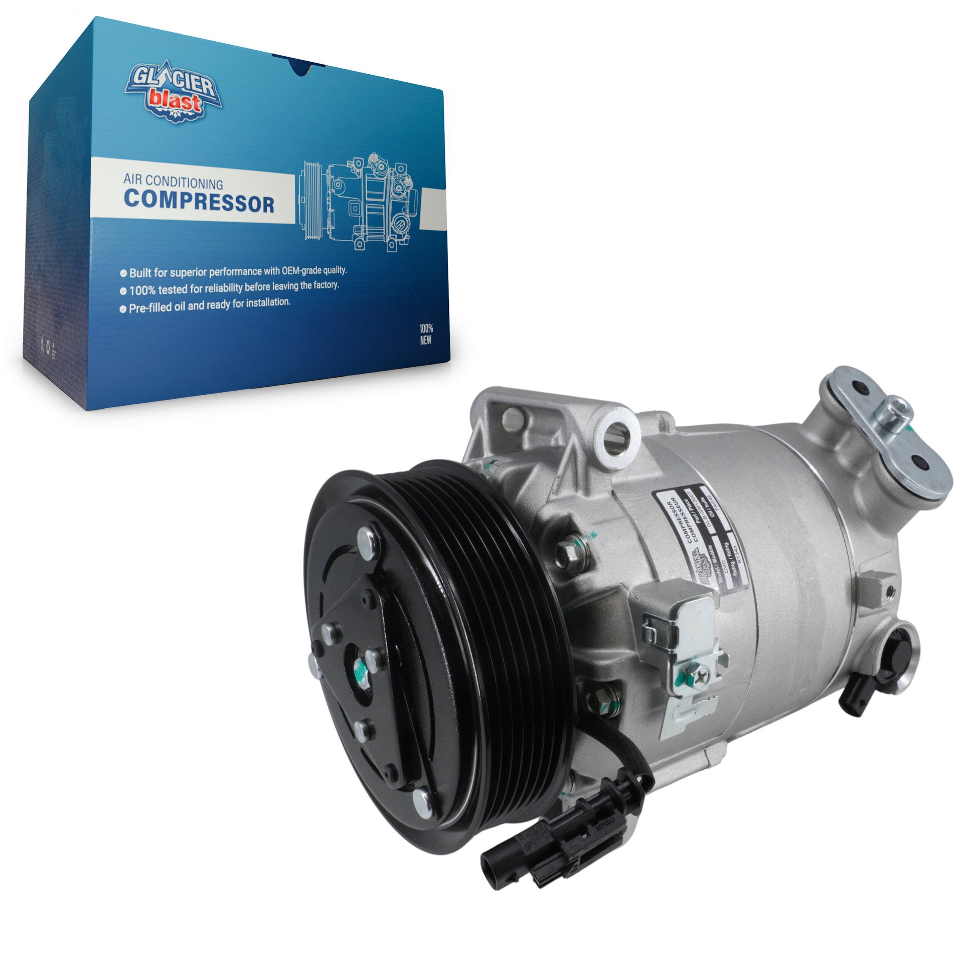 Glacier Blast GLB-GM13007 A/C Compressor for 2012-2016 Buick Regal, Chevrolet Impala and More