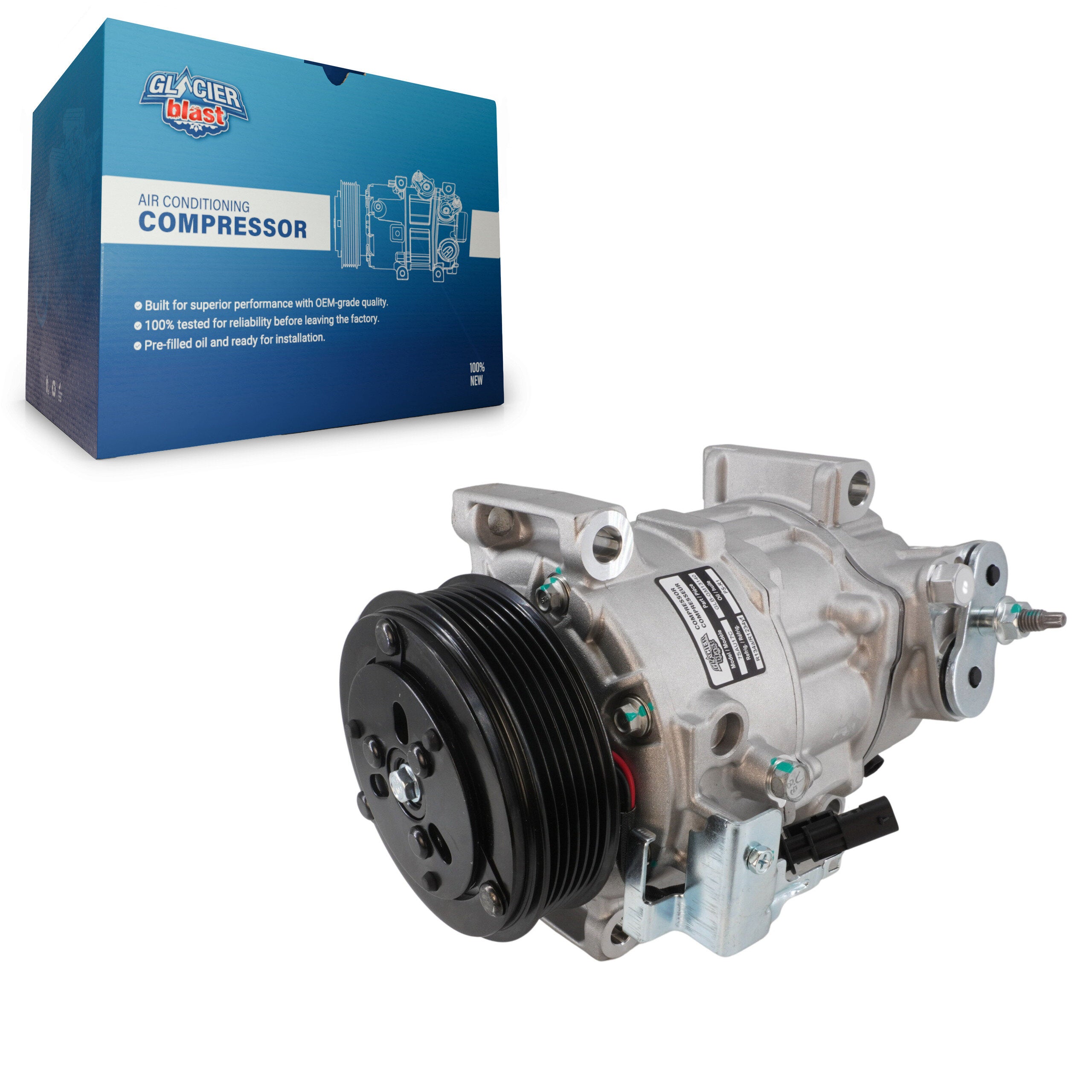 Glacier Blast GLB-GM13140 A/C Compressor for 2015-2025 Chevrolet Silverado 2500 HD, Chevrolet Silverado 3500 HD and More
