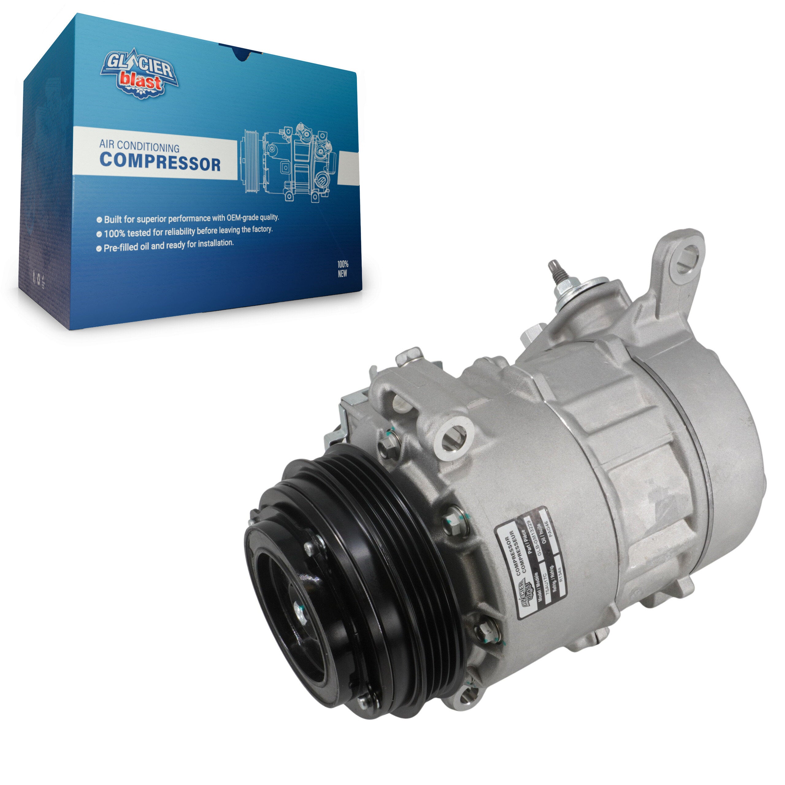 Glacier Blast GLB-GM13229 A/C Compressor for 2015-2019 Chevrolet Suburban 3500 HD, Chevrolet Silverado 2500 HD and More