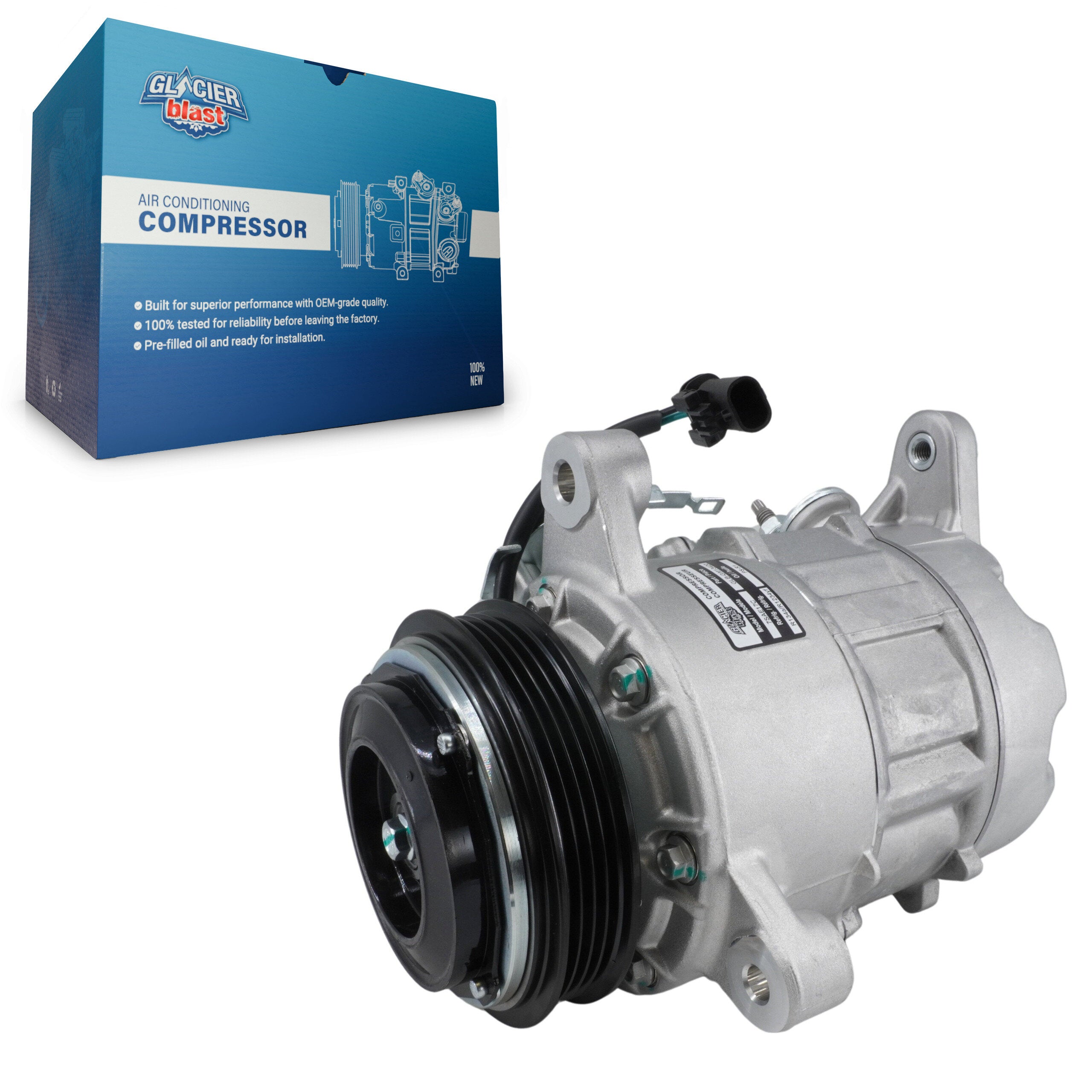 Glacier Blast GLB-GM13420 A/C Compressor for 2019-2025 GMC Sierra 1500, Cadillac Escalade and More